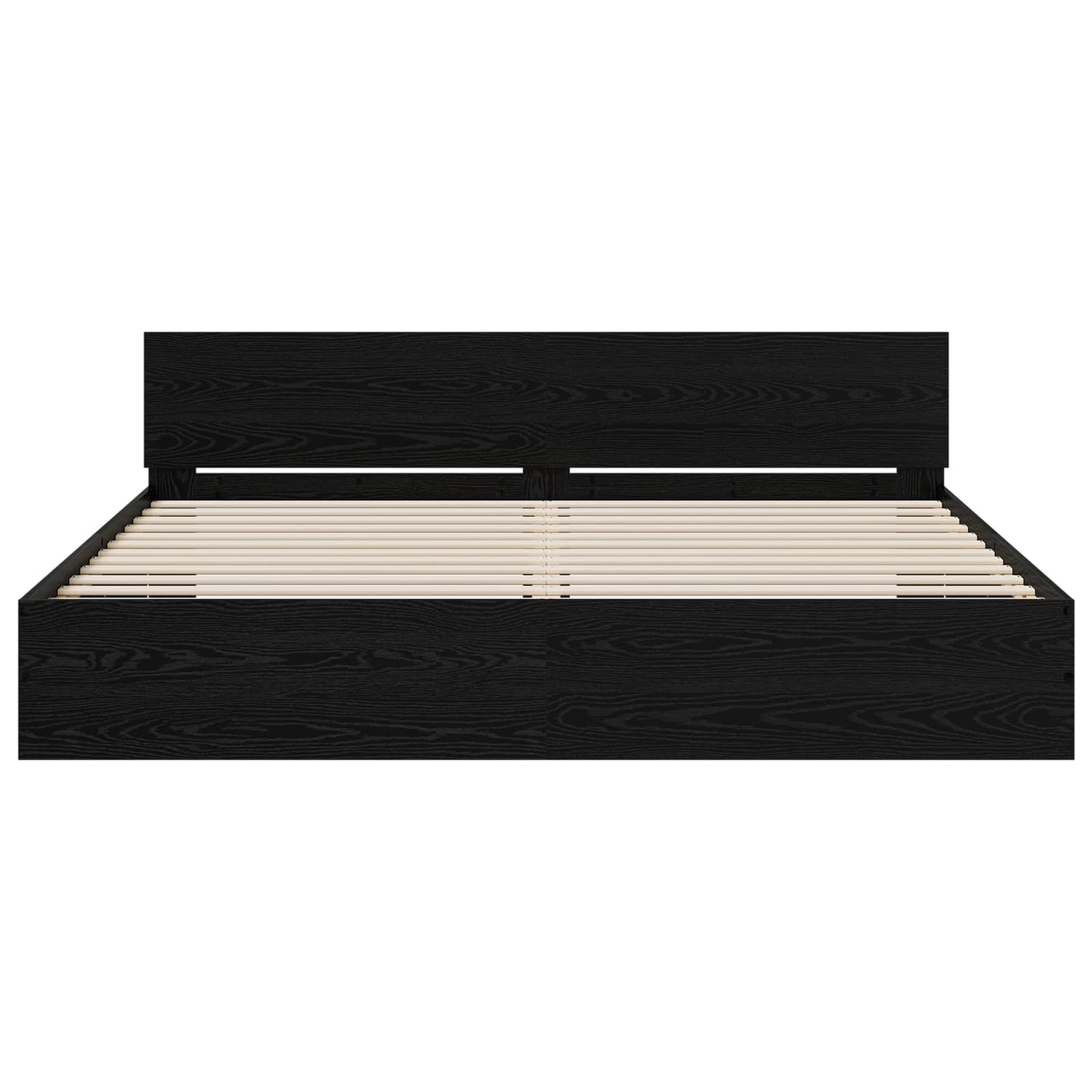 vidaXL Κρεβάτι με Κεφαλάρι Μαύρη Δρυς 200 x 200 cm Επεξεργασμένο ξύλο