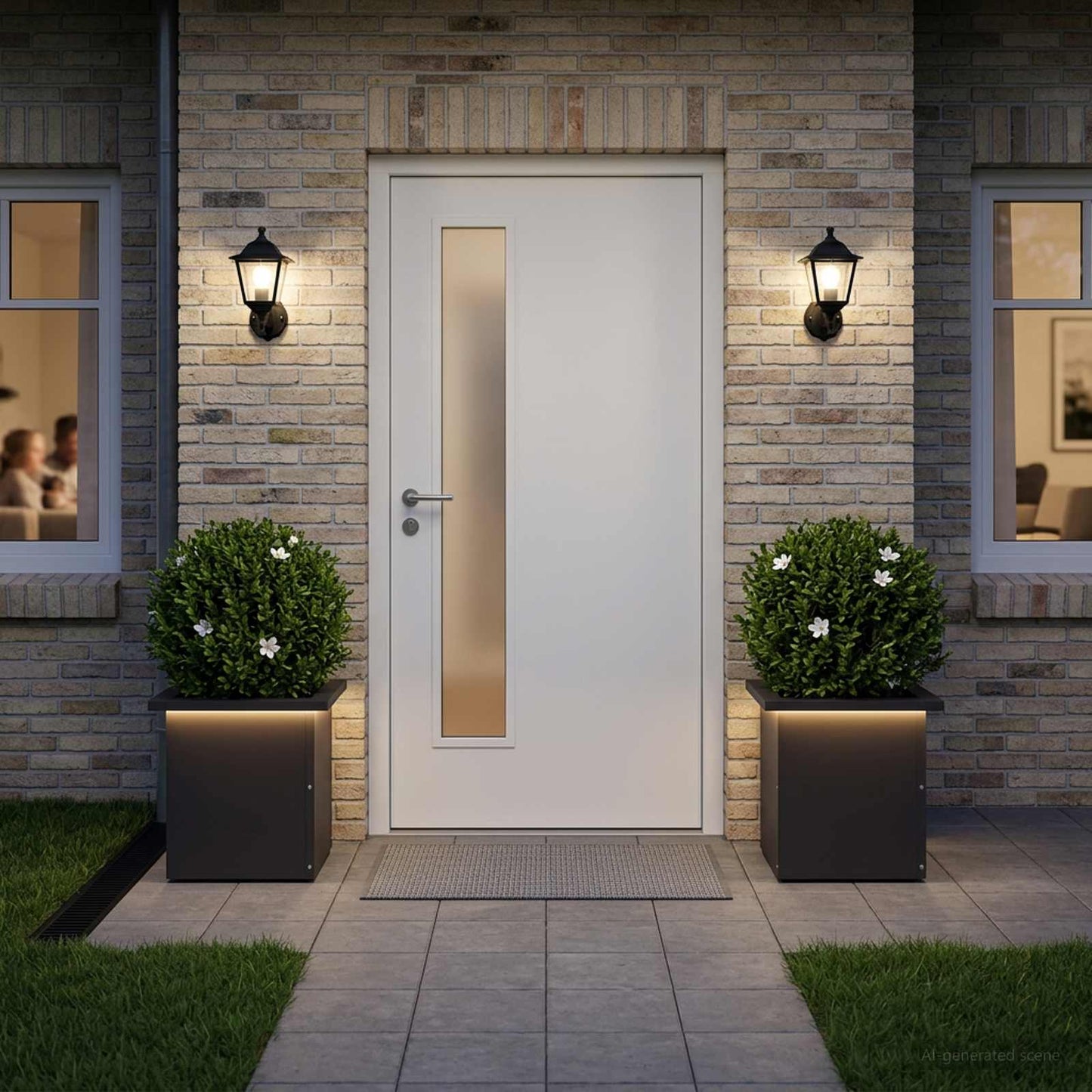vidaXL Ζαρντινιέρα κήπου με LED 2 τμχ. Μαύρο 30 x 30 x 30 cm Ατσάλι