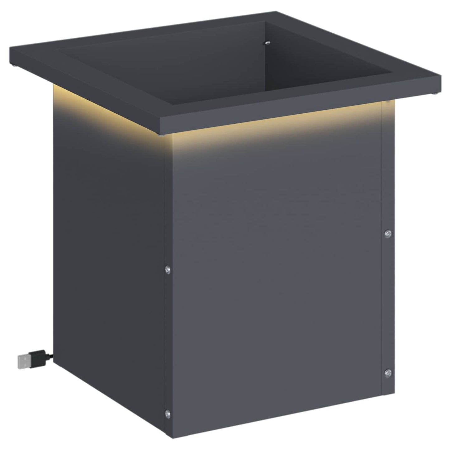 vidaXL Ζαρντινιέρα κήπου με LED Ανθρακί 30 x 30 x 30 cm Ατσάλι
