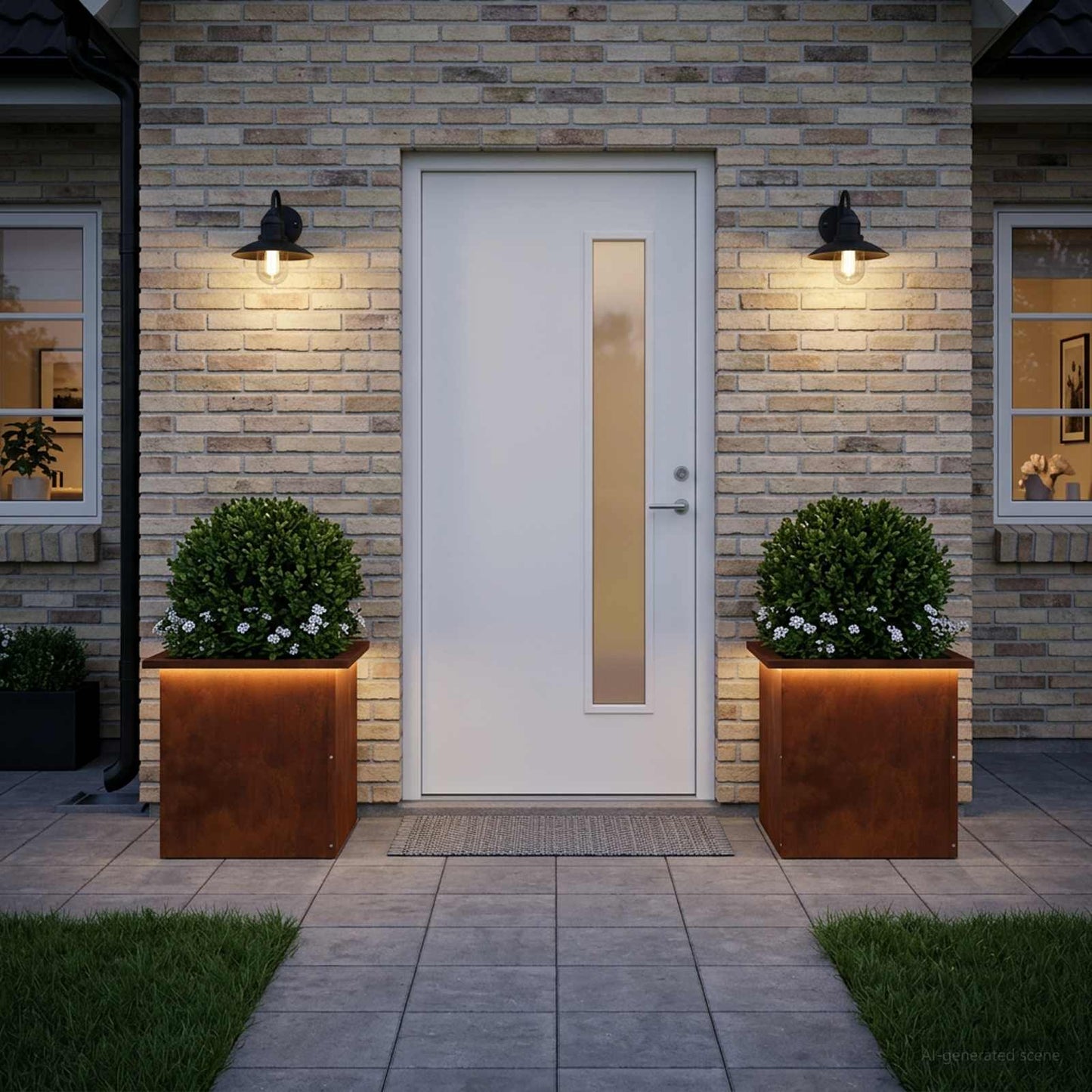 vidaXL Ζαρντινιέρα κήπου με LED 2 τμχ. Σκ rusty 40 x 40 x 40 cm