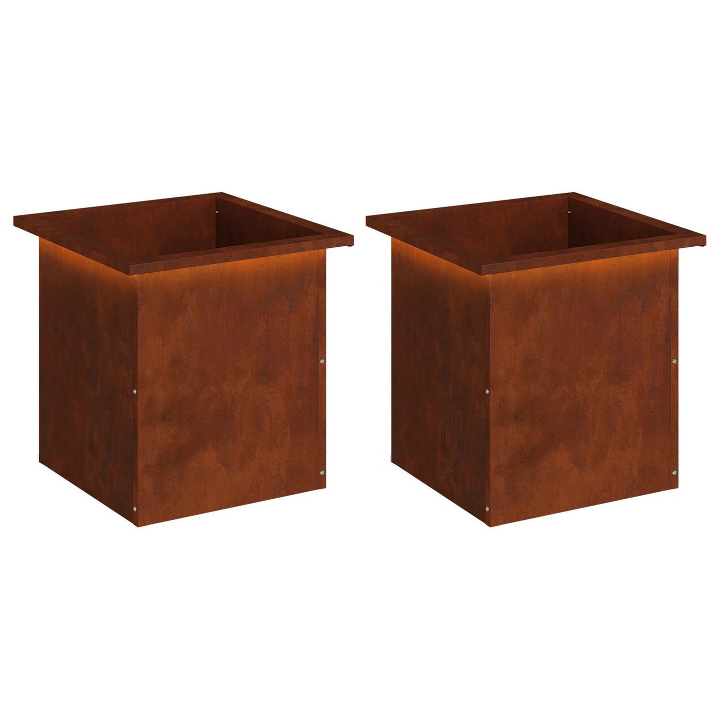 vidaXL Ζαρντινιέρα κήπου με LED 2 τμχ. Σκ rusty 40 x 40 x 40 cm