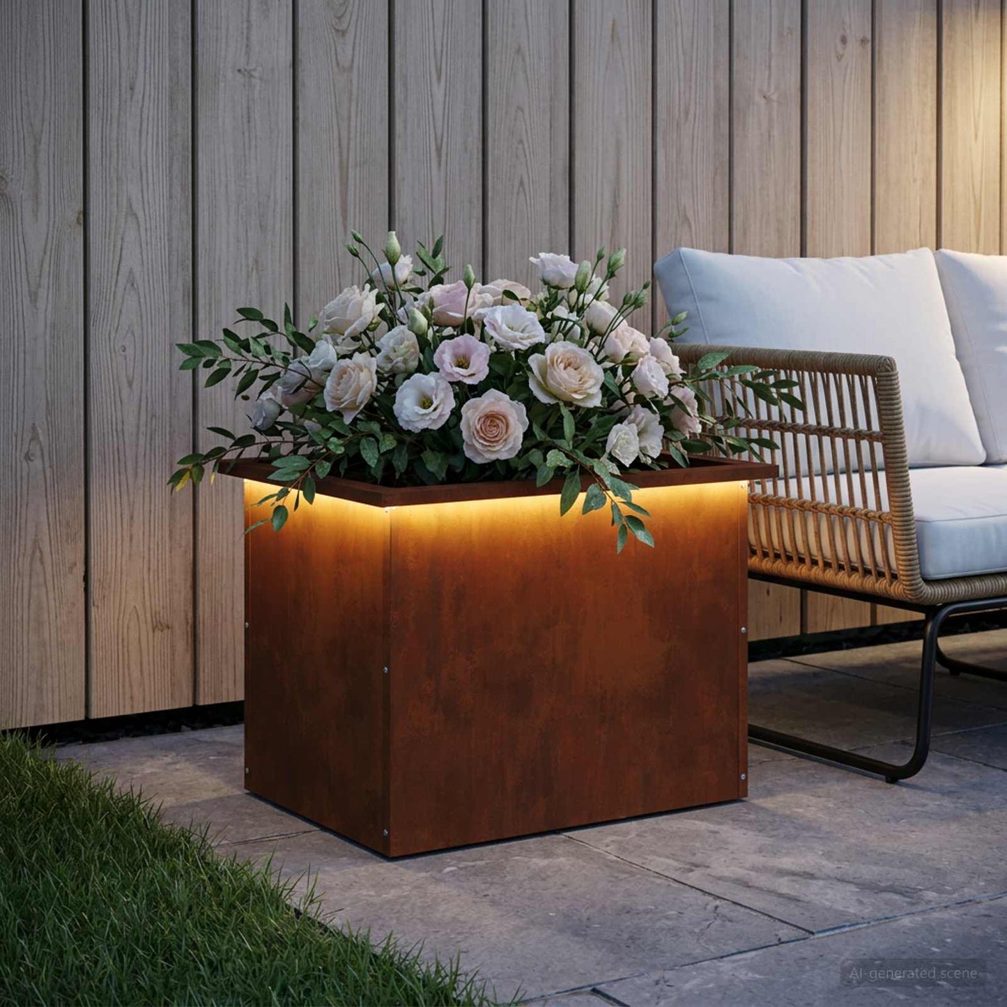 vidaXL Ζαρντινιέρα κήπου με LED Σκ rusty 40 × 60 × 40 εκ