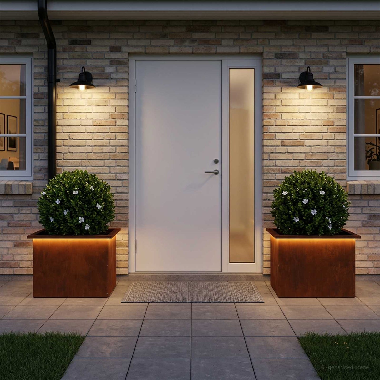 vidaXL Ζαρντινιέρα κήπου με LED 2 τμχ. Σκ rusty 40 x 60 x 40 εκ.