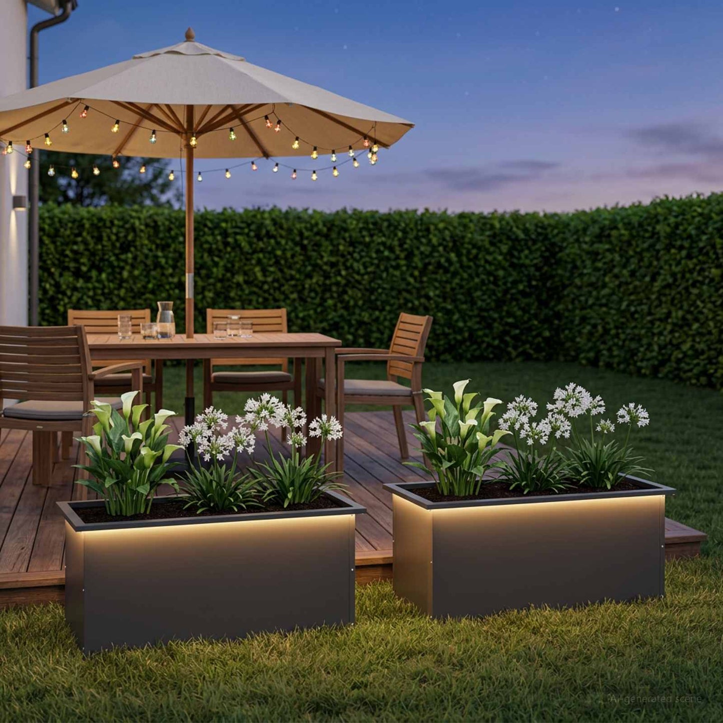 vidaXL Ζαρντινιέρα κήπου με LED 2 τμχ. Μαύρο 40 x 80 x 40 cm Ατσάλι
