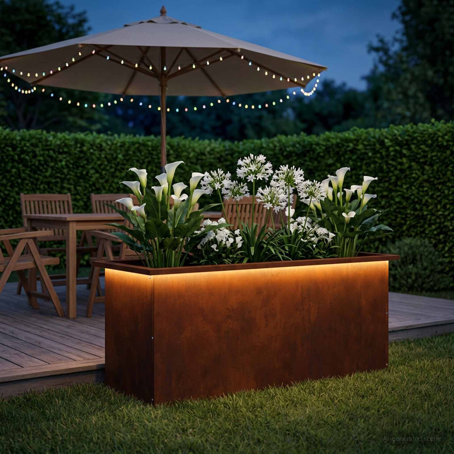 vidaXL Ζαρντινιέρα κήπου με LED Σκ rusty 40 × 100 × 40 εκ