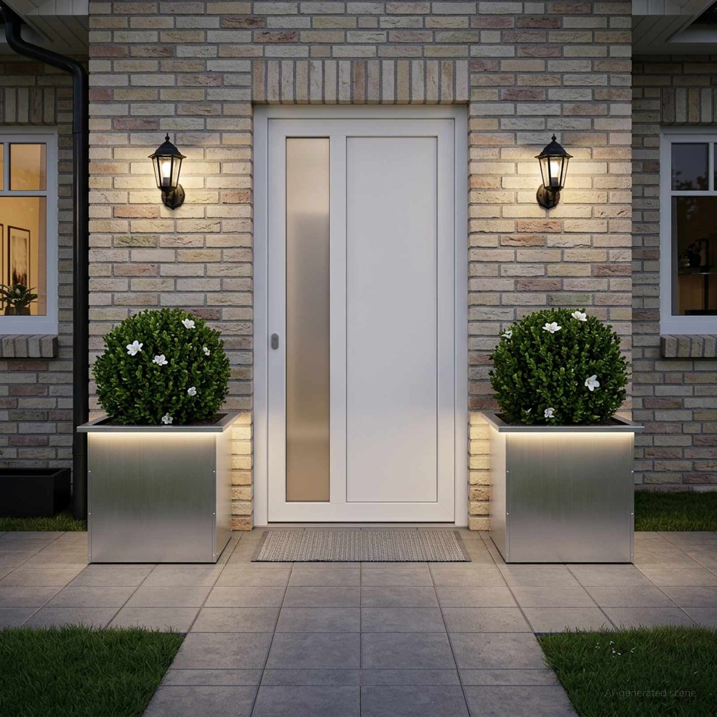 vidaXL Ζαρντινιέρα κήπου με LED 2 τμχ. Ασημί 50 × 50 × 48 εκ