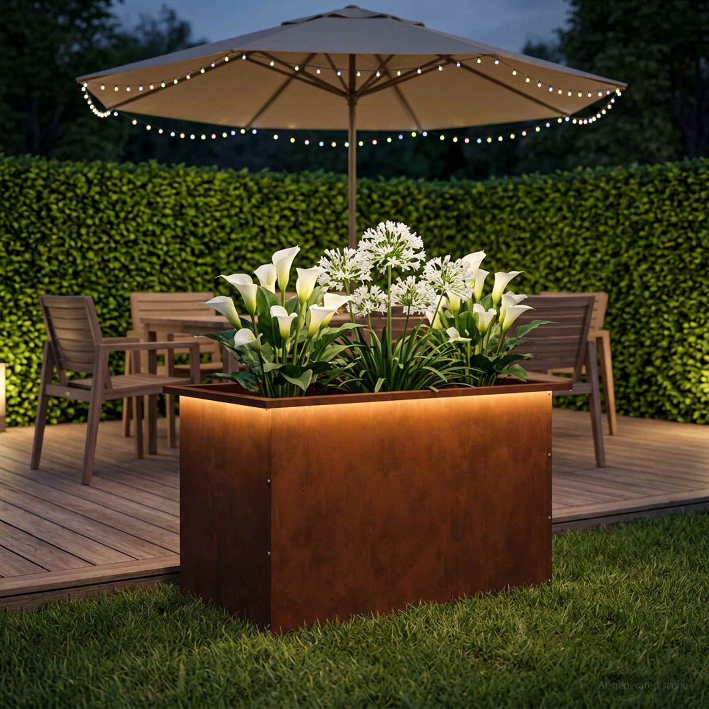 vidaXL Ζαρντινιέρα κήπου με LED Σκ rusty 50 × 80 × 48 εκ