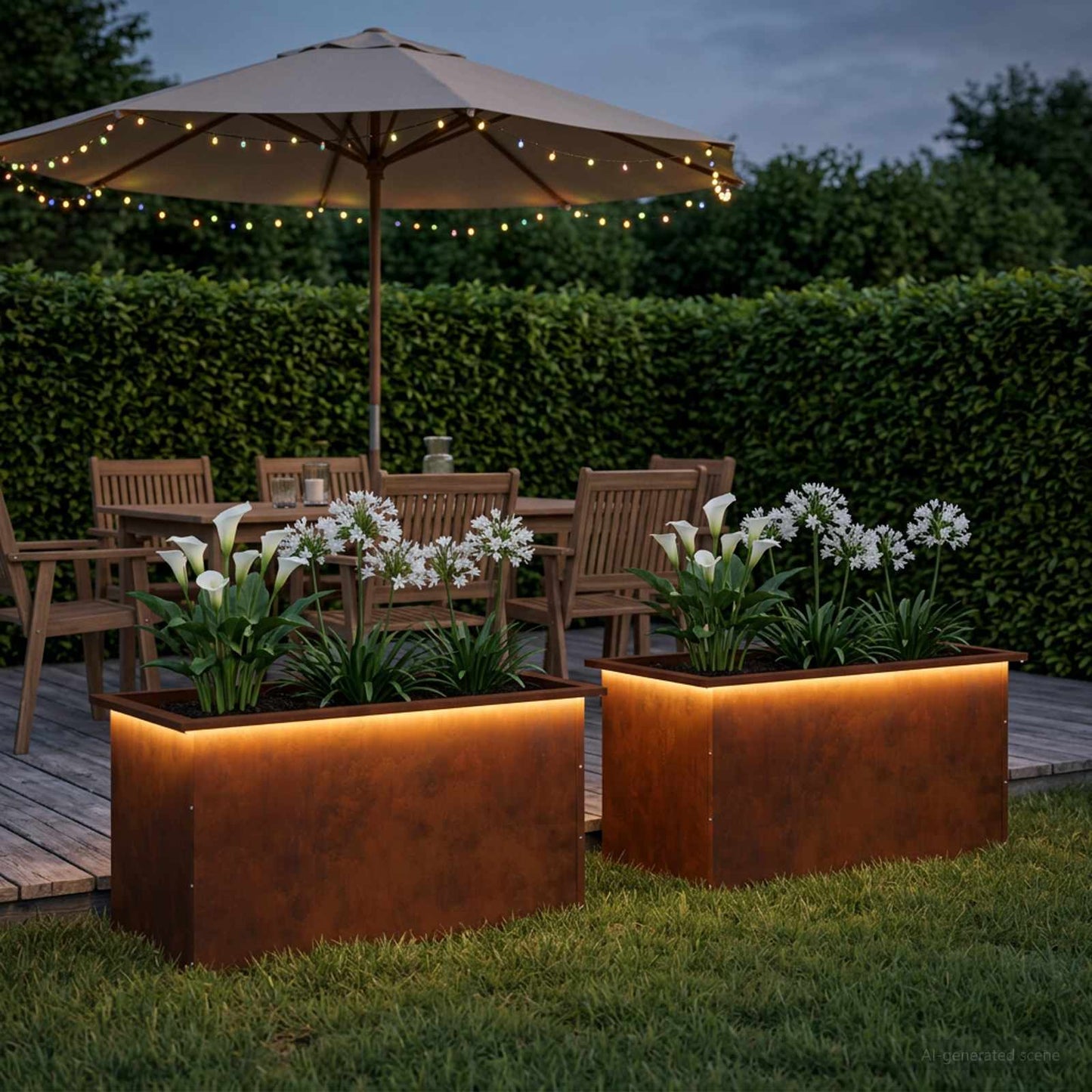vidaXL Ζαρντινιέρα κήπου με LED 2 τμχ. Σκ rusty 50 × 80 × 48 εκ