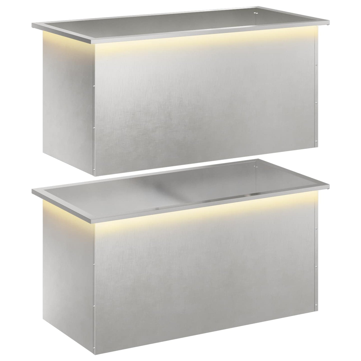 vidaXL Ζαρντινιέρα κήπου με LED 2 τμχ. Ασημί 50 × 100 × 48 εκ