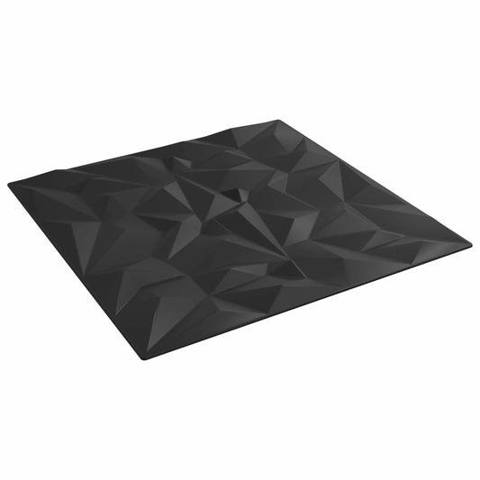 vidaXL Πάνελ τοίχου 12 pcs Μαύρο 50 x 50 cm Φελιζόλ XPS