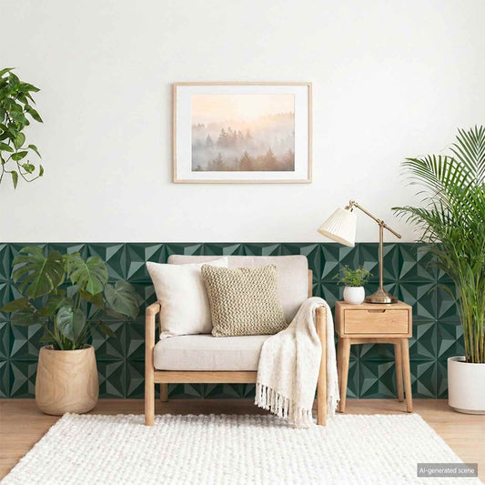 vidaXL Πάνελ τοίχου 48 τμχ. 50 x 50 cm Οριγκάμι Πράσινο Φελιζόλ XPS
