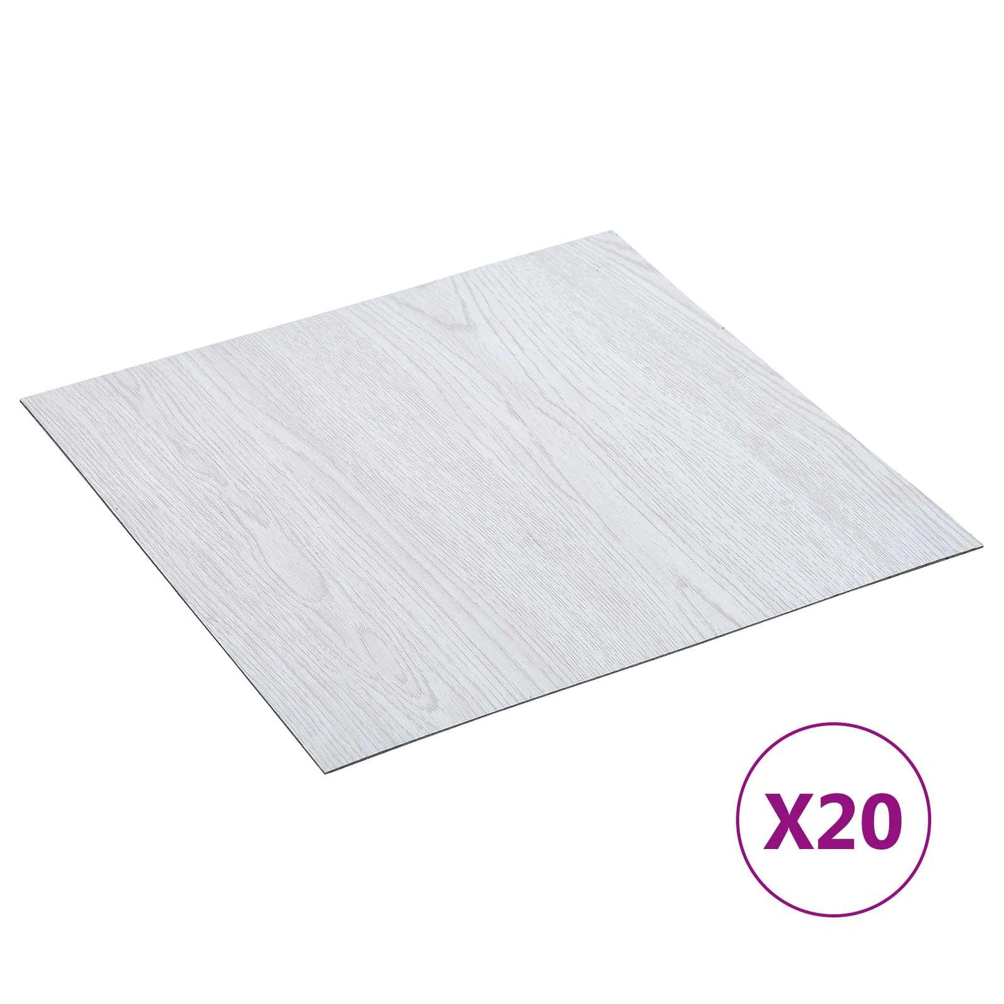 vidaXL Αυτοκόλλητα Πλάκες Δαπέδου Λευκό 30,5 x 30,5 εκ 20 τεμ. PVC