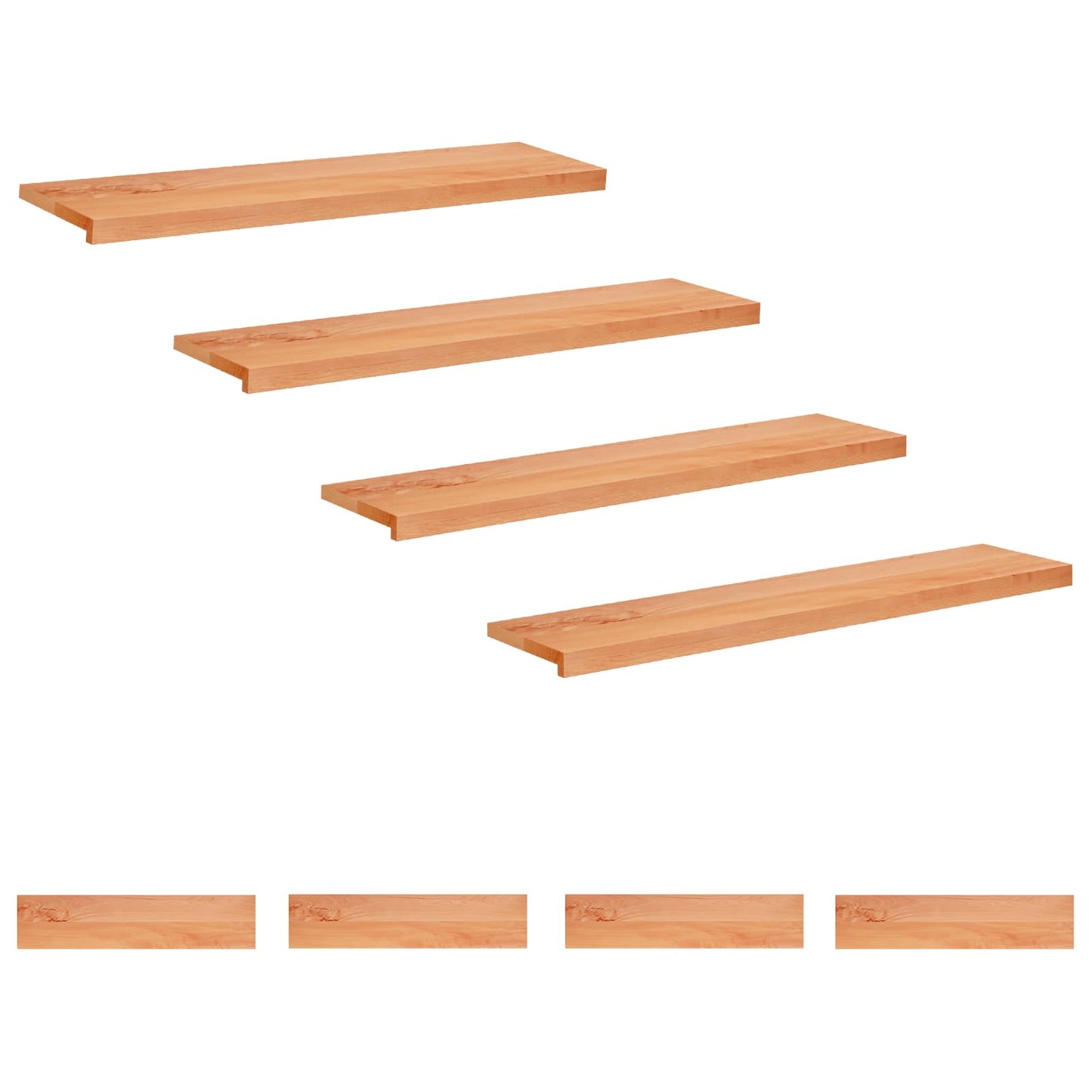 vidaXL Σκαλοπάτια 8 τεμ. 110 x 25 x 2 cm Βερνίκι Στερεό ξύλο οξιάς