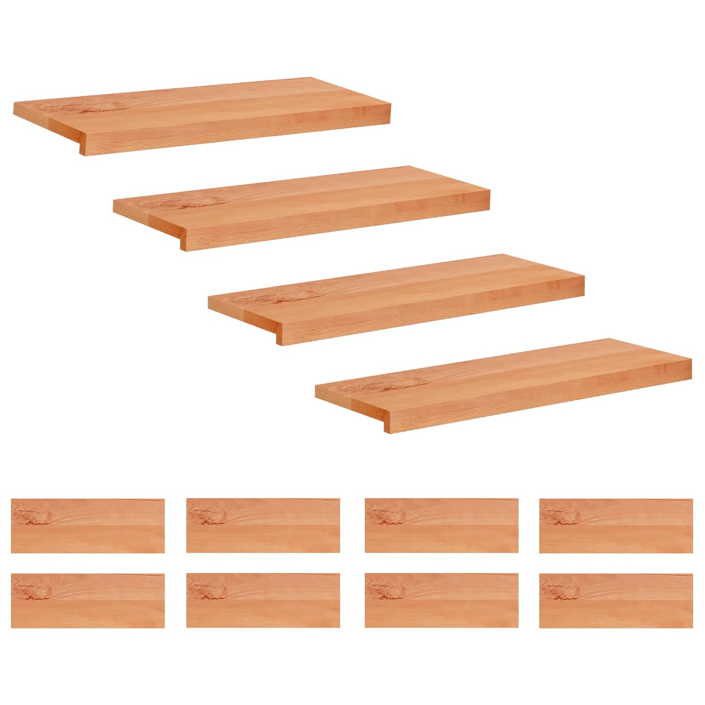 vidaXL Σκαλοπάτια 12 τεμ. 80 x 30 x 2 cm Βερνίκι Στερεό ξύλο οξιάς