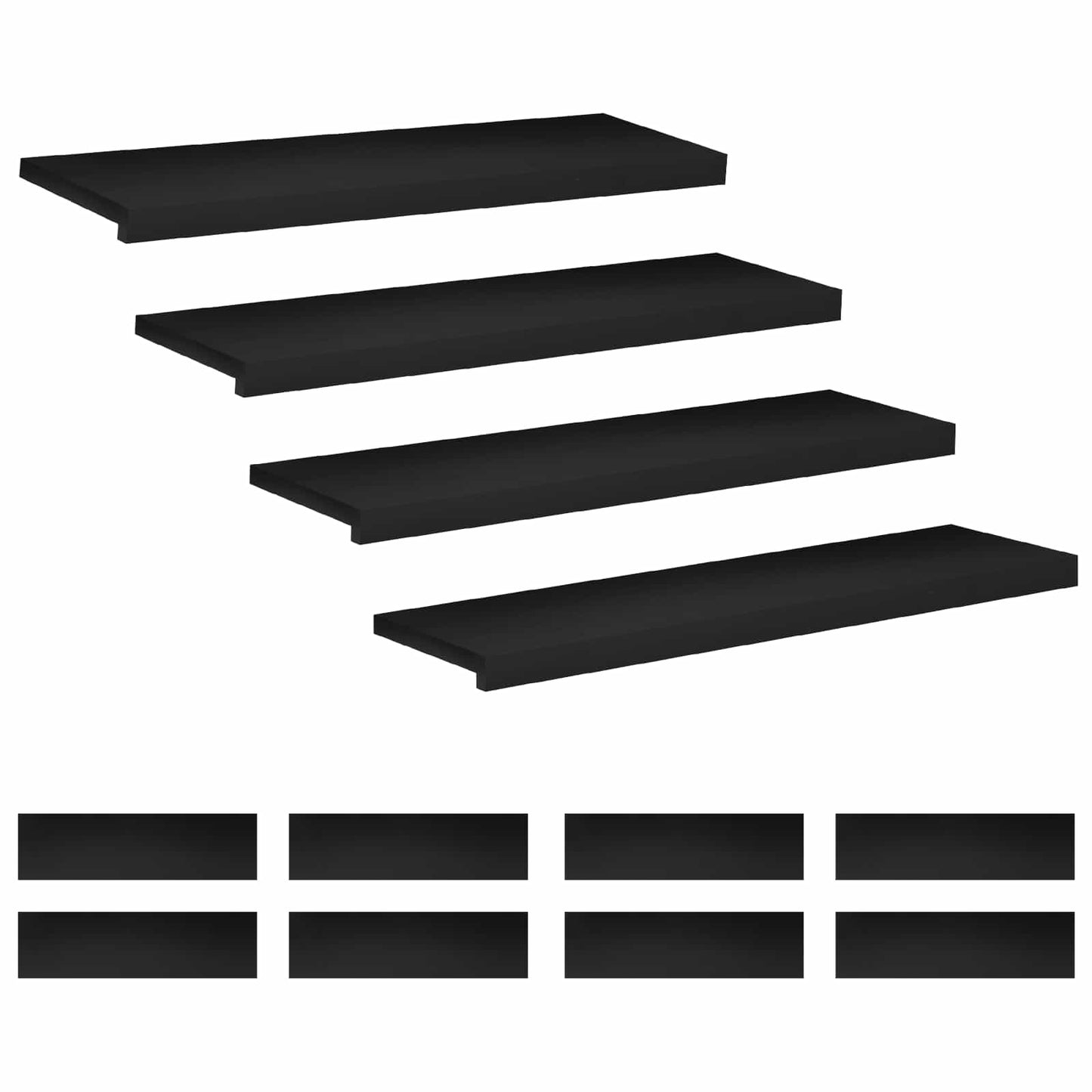 vidaXL Σκαλοπάτια 12 τεμ. 100 x 25 x 2 cm Μαύρο Στερεό ξύλο οξιάς