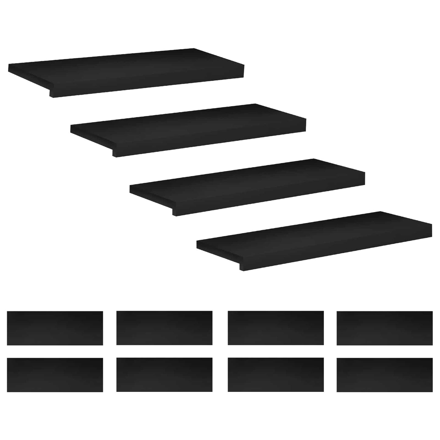 vidaXL Σκαλοπάτια 12 τεμ. 70 x 30 x 2 cm Μαύρο Στερεό ξύλο οξιάς