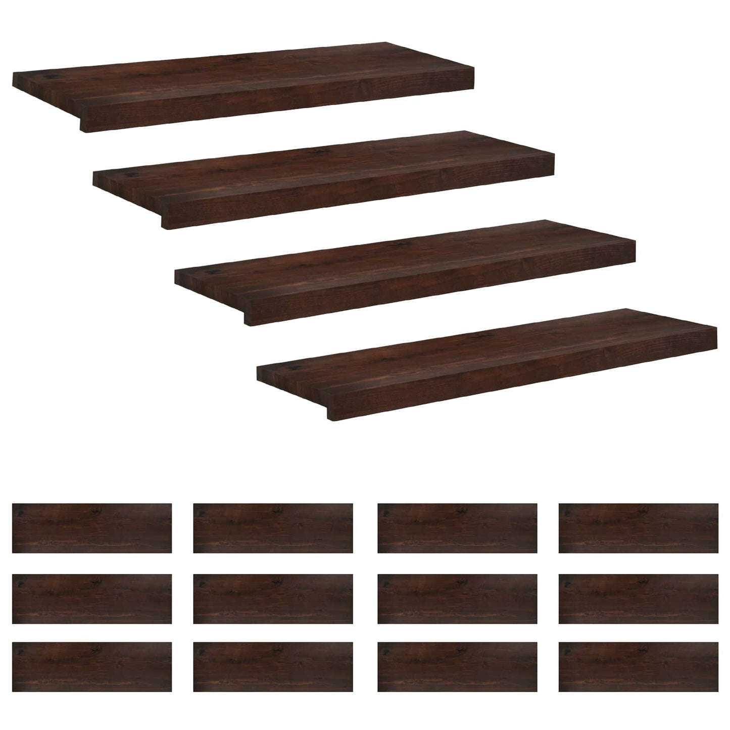 vidaXL Σκαλοπάτια 16 τεμ. 80 x 30 x 2 cm Σκούρο Καφέ Στερεό ξύλο οξιάς