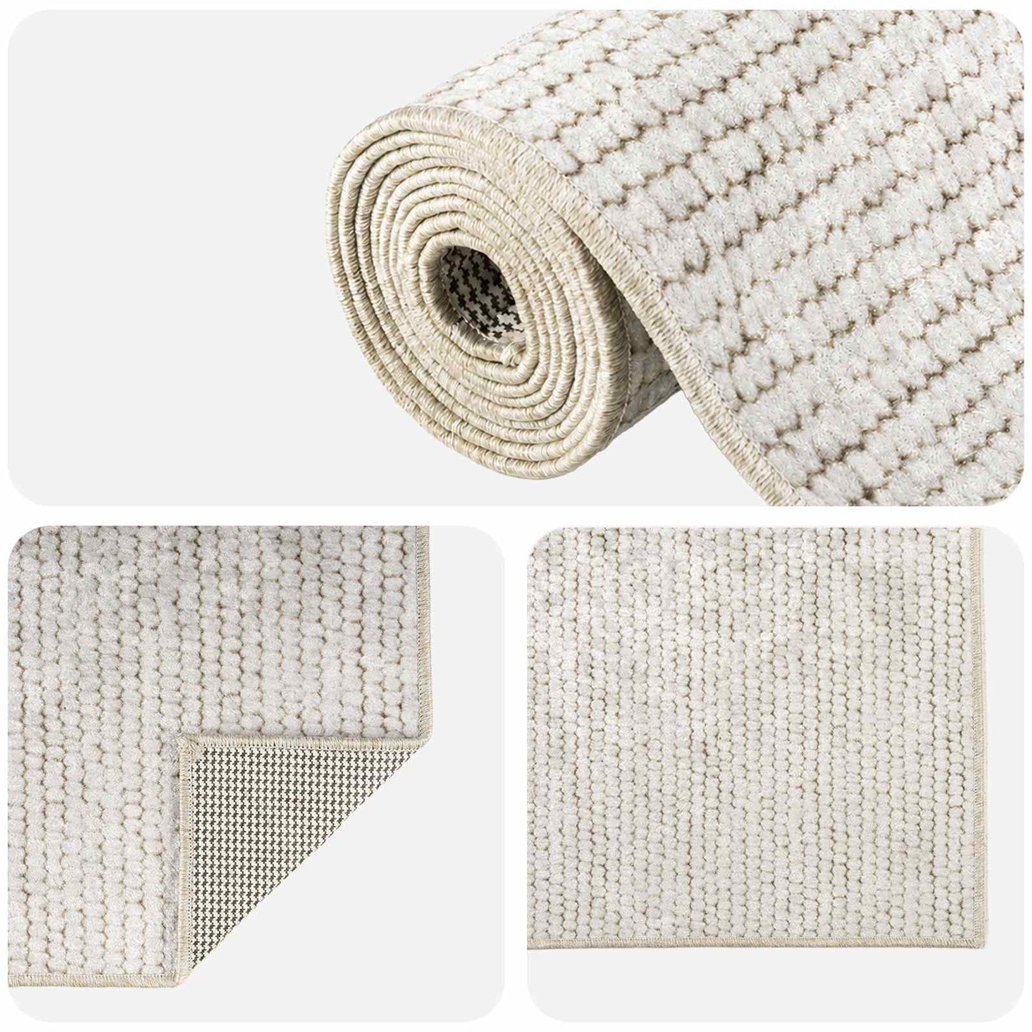 vidaXL Χαλί Κρεμ 80 x 300 cm 100% Πολυεστέρας 3 mm Πλένεται