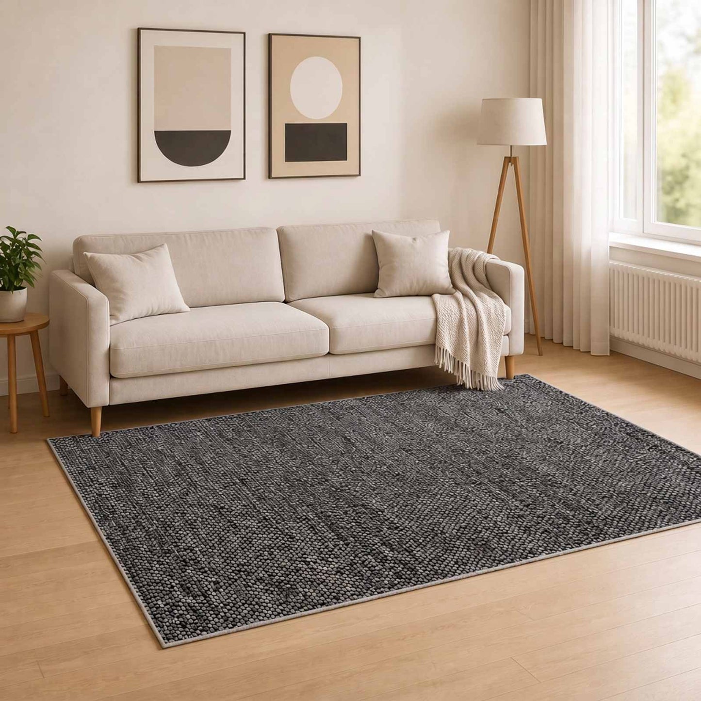 vidaXL Χαλί Ανθρακί 120 x 180 cm 100% Πολυεστέρας 3 mm Πλένεται