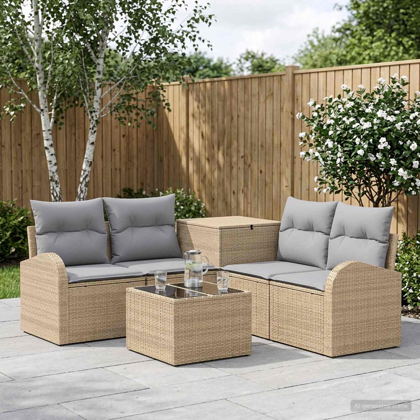 vidaXL Σετ Καναπέ 6 τμχ. Μπέζ και Ανοιχτό Γκρι 55 x 55 x 37 εκ