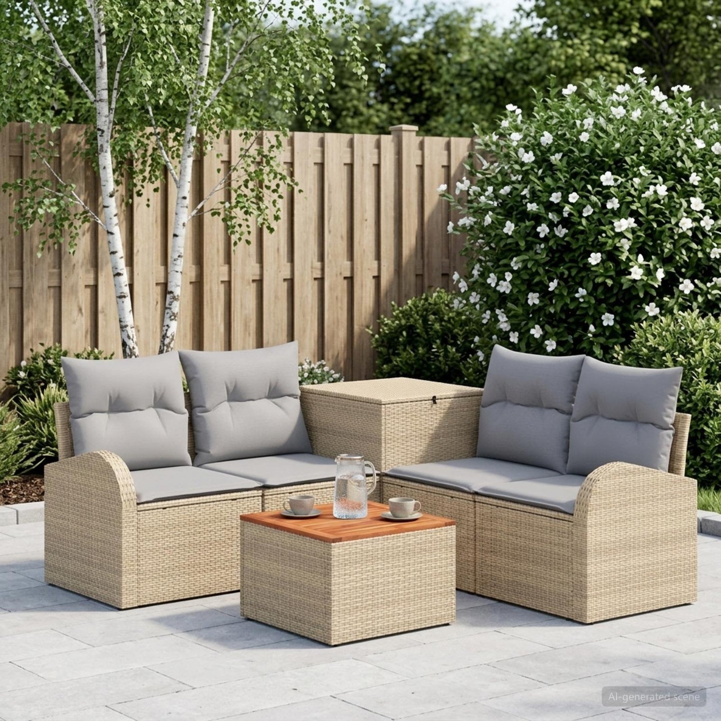 vidaXL Σετ Καναπέ 6 τμχ. Μπέζ και Ανοιχτό Γκρι 55 x 55 x 37 εκ
