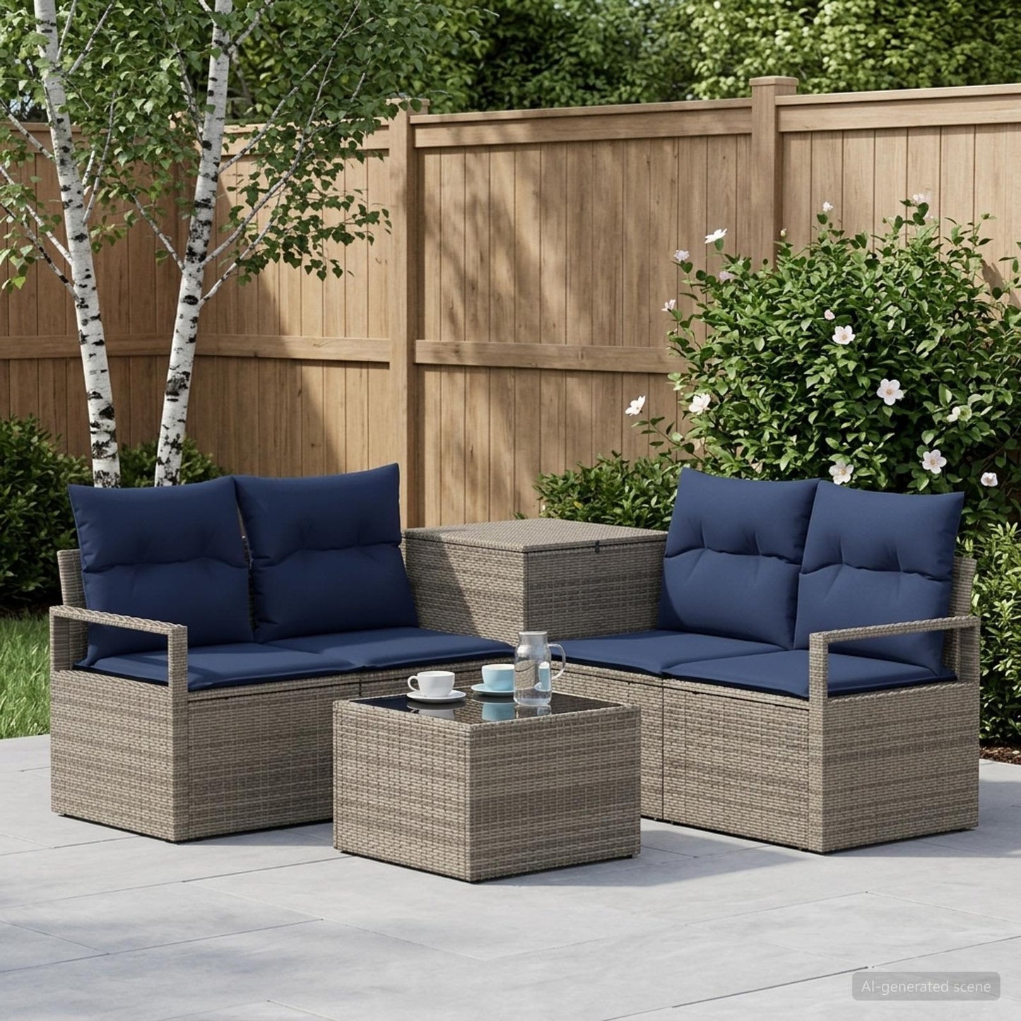 vidaXL Σετ Καναπέ 6 τμχ. Γκρι και Navy Blue 55 x 55 x 37 εκ