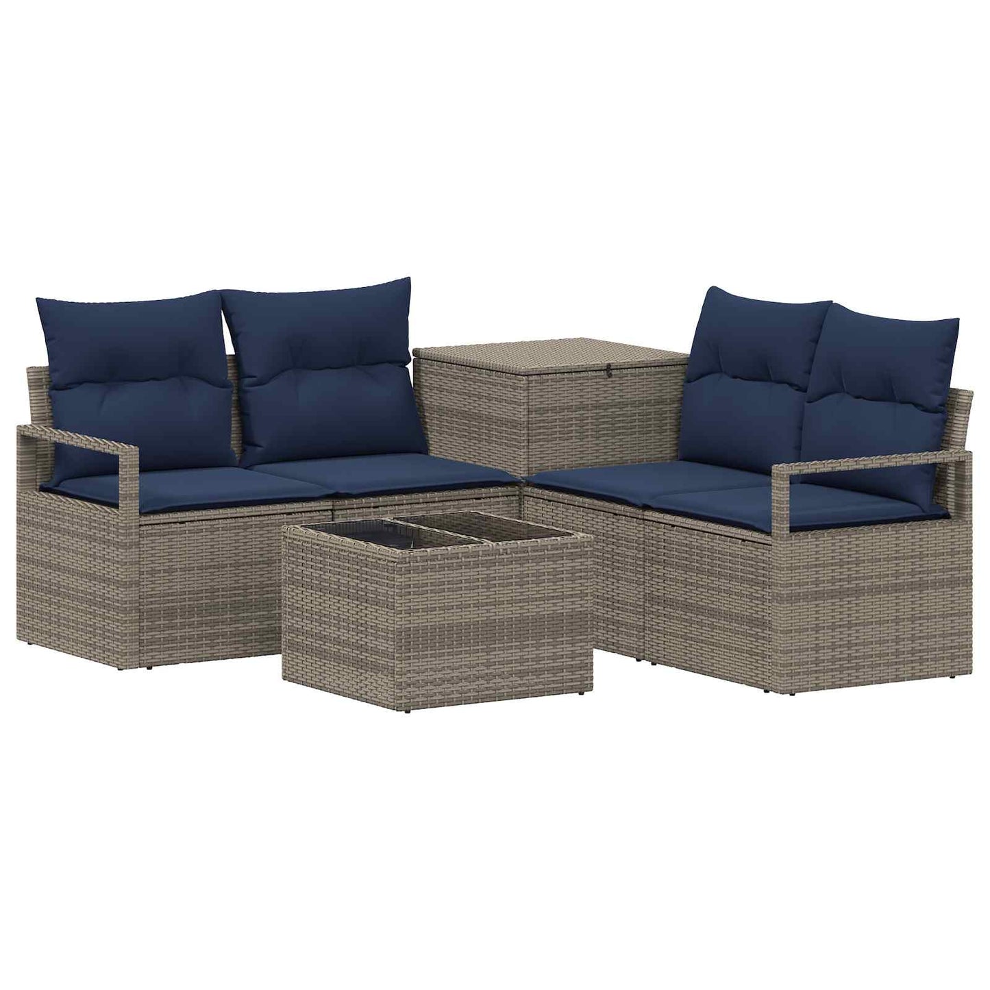 vidaXL Σετ Καναπέ 6 τμχ. Γκρι και Navy Blue 55 x 55 x 37 εκ