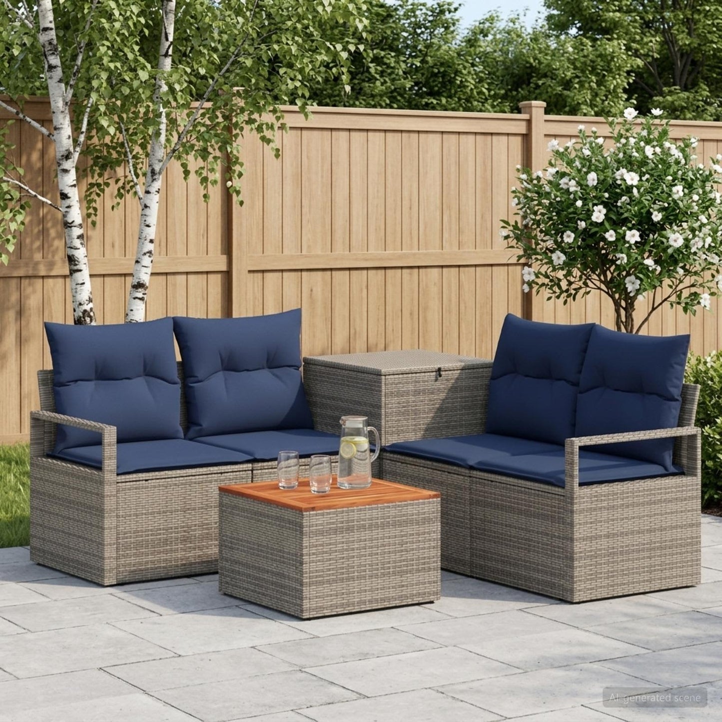 vidaXL Σετ Καναπέ 6 τμχ. Γκρι και Navy Blue 55 x 55 x 37 εκ