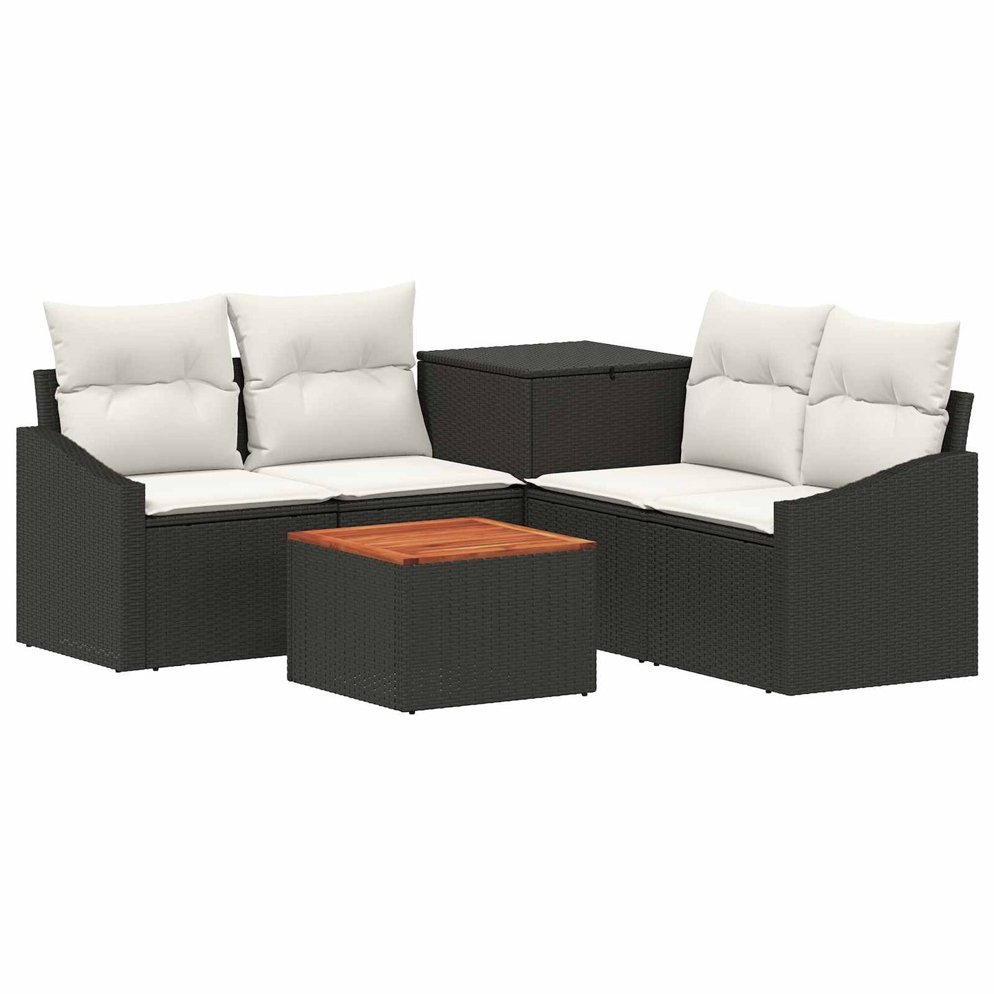 vidaXL Σετ Καναπέ 6 τμχ. Μαύρο και Κρεμ Λευκό 55 x 55 x 37 εκ