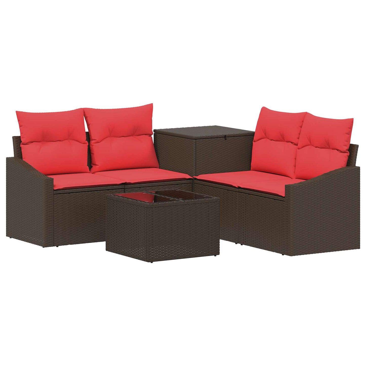 vidaXL Σετ Καναπέ 6 τμχ. Καφέ και Κόκκινο 55 x 55 x 37 εκ