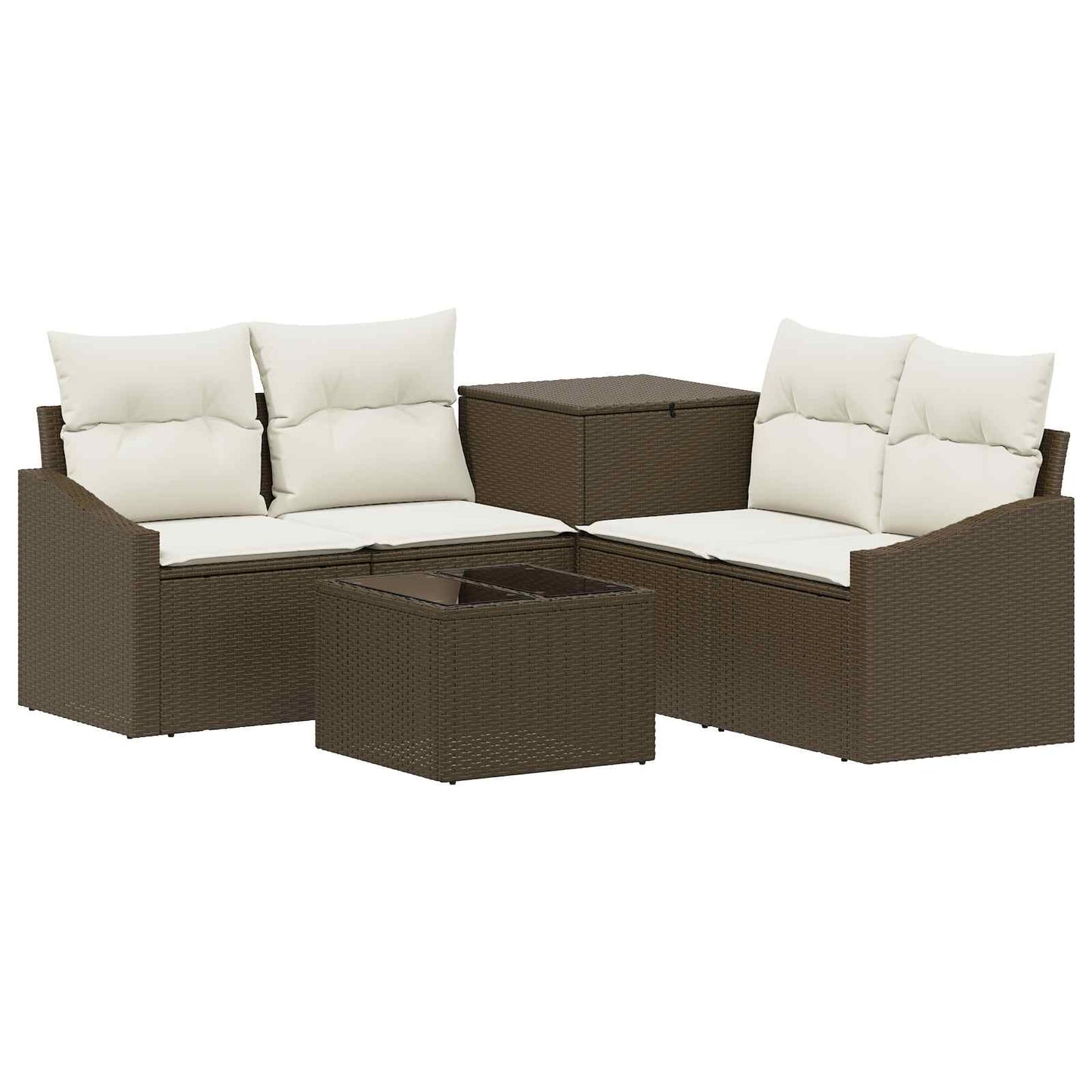 vidaXL Σετ Καναπέ 6 τμχ. Καφέ και Κρέμα Λευκό 55 x 55 x 37 εκ