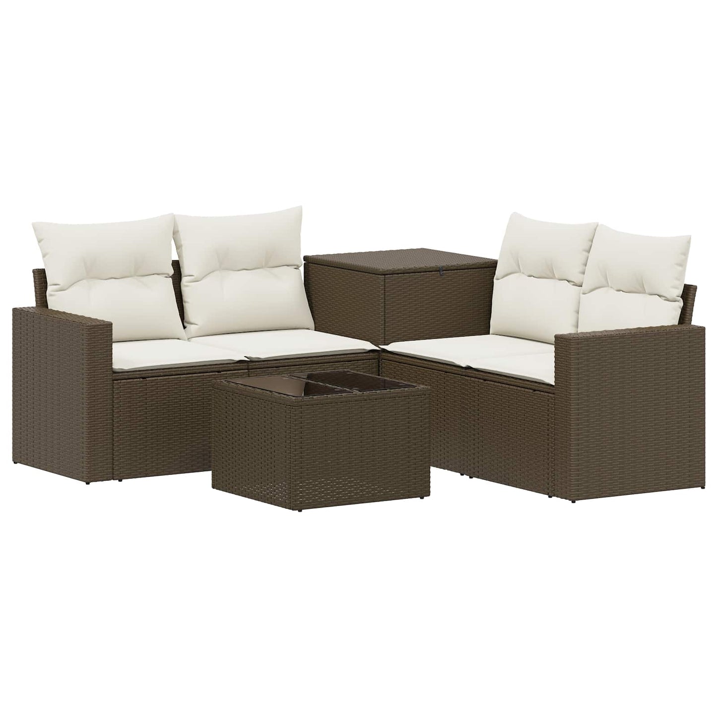 vidaXL Σετ Καναπέ 6 τμχ. Καφέ και Κρέμα Λευκό 55 x 55 x 37 εκ