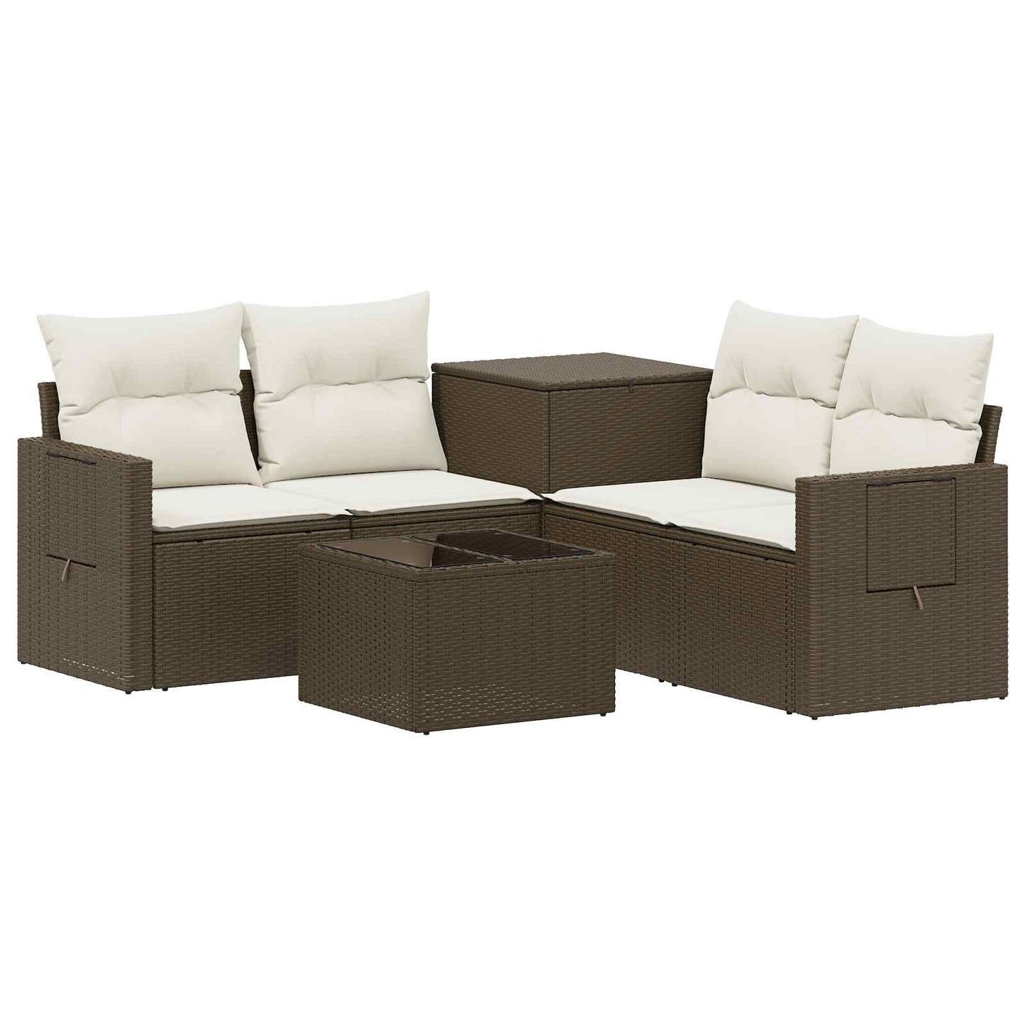 vidaXL Σετ Καναπέ 6 τμχ. Καφέ και Κρέμα Λευκό 55 x 55 x 37 εκ