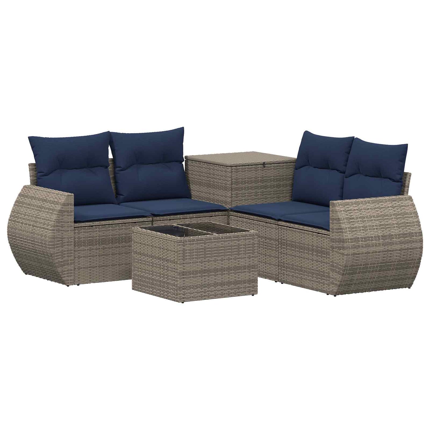 vidaXL Σετ Καναπέ 6 τμχ. Γκρι και Navy Blue Πολυ-ρακί και Χάλυβας