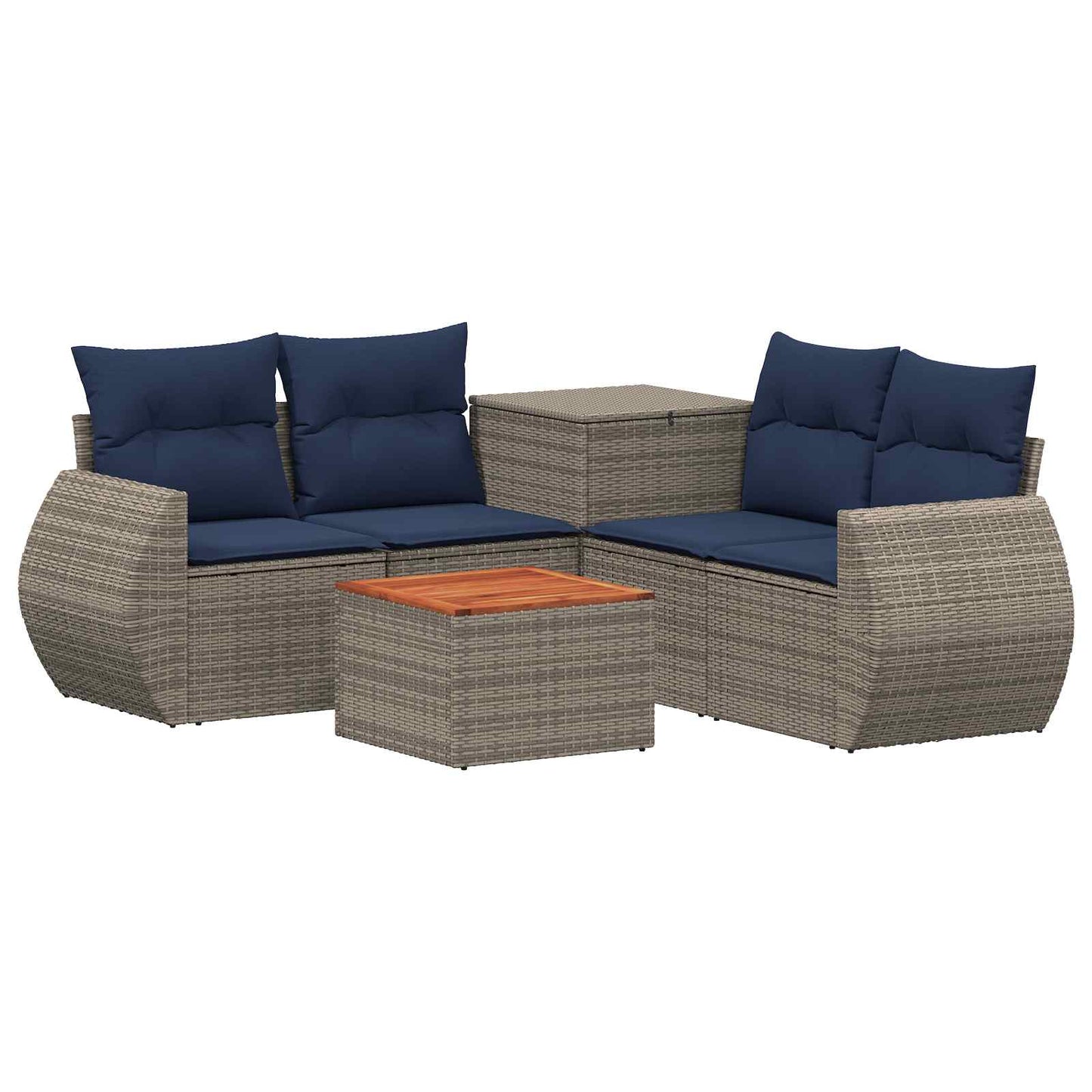 vidaXL Σετ Καναπέ 6 τμχ. Γκρι και Navy Blue Πολυ-ρακί και Χάλυβας