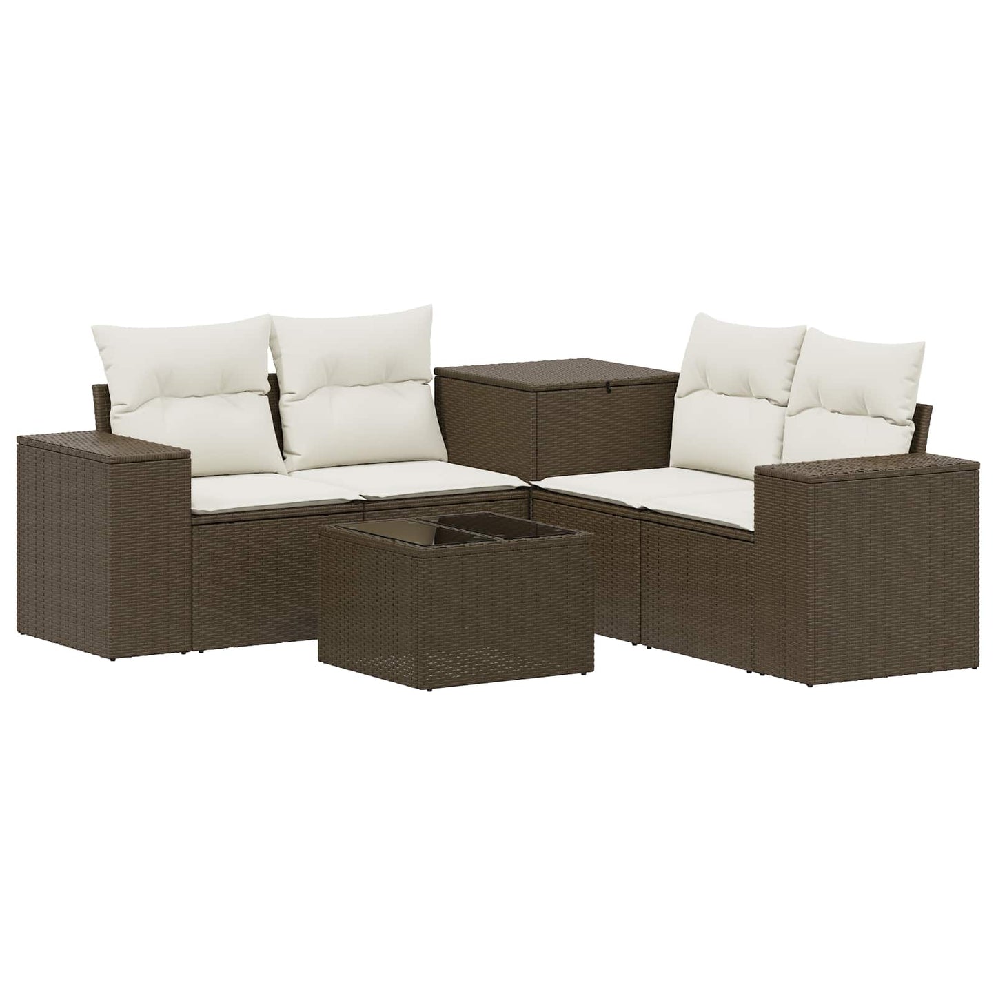 vidaXL Σετ Καναπέ 6 τμχ. Καφέ και Κρέμα Λευκό 55 x 55 x 37 εκ