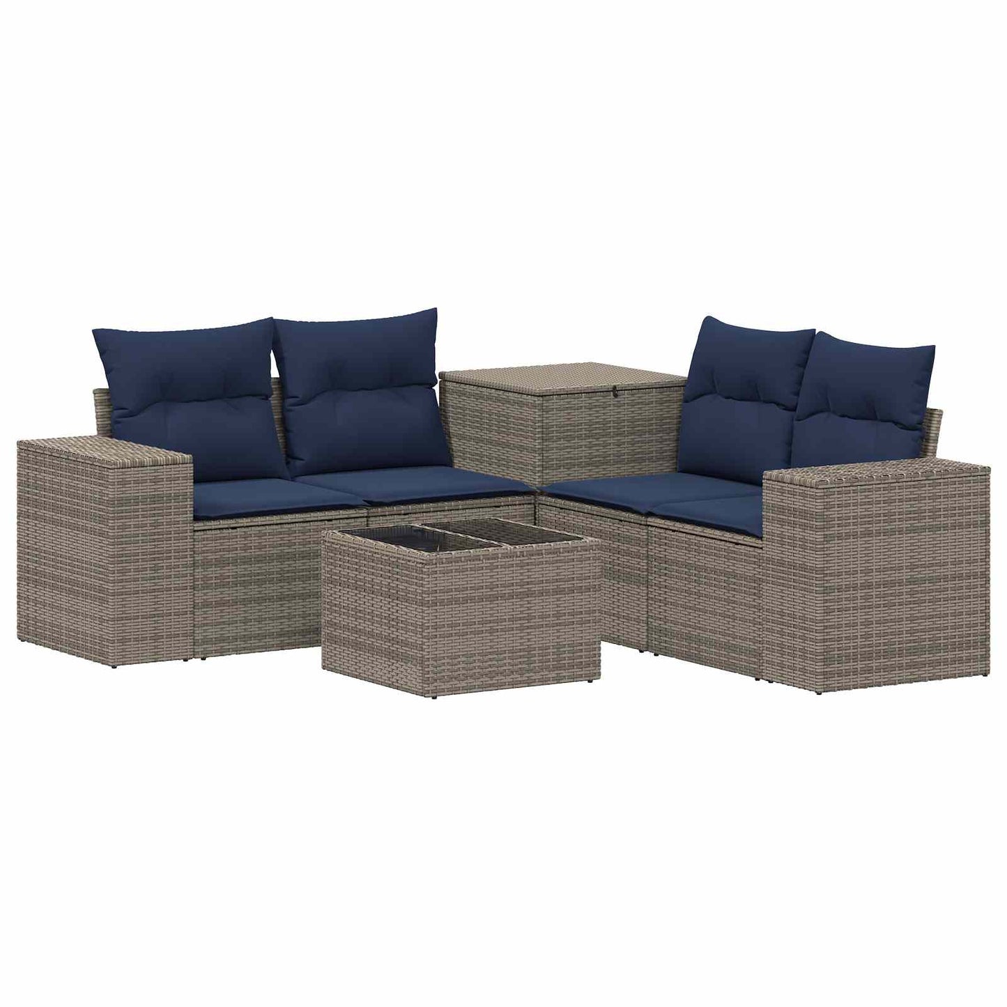 vidaXL Σετ Καναπέ 6 τμχ. Γκρι και Navy Blue Πολυ-ρακί και Χάλυβας