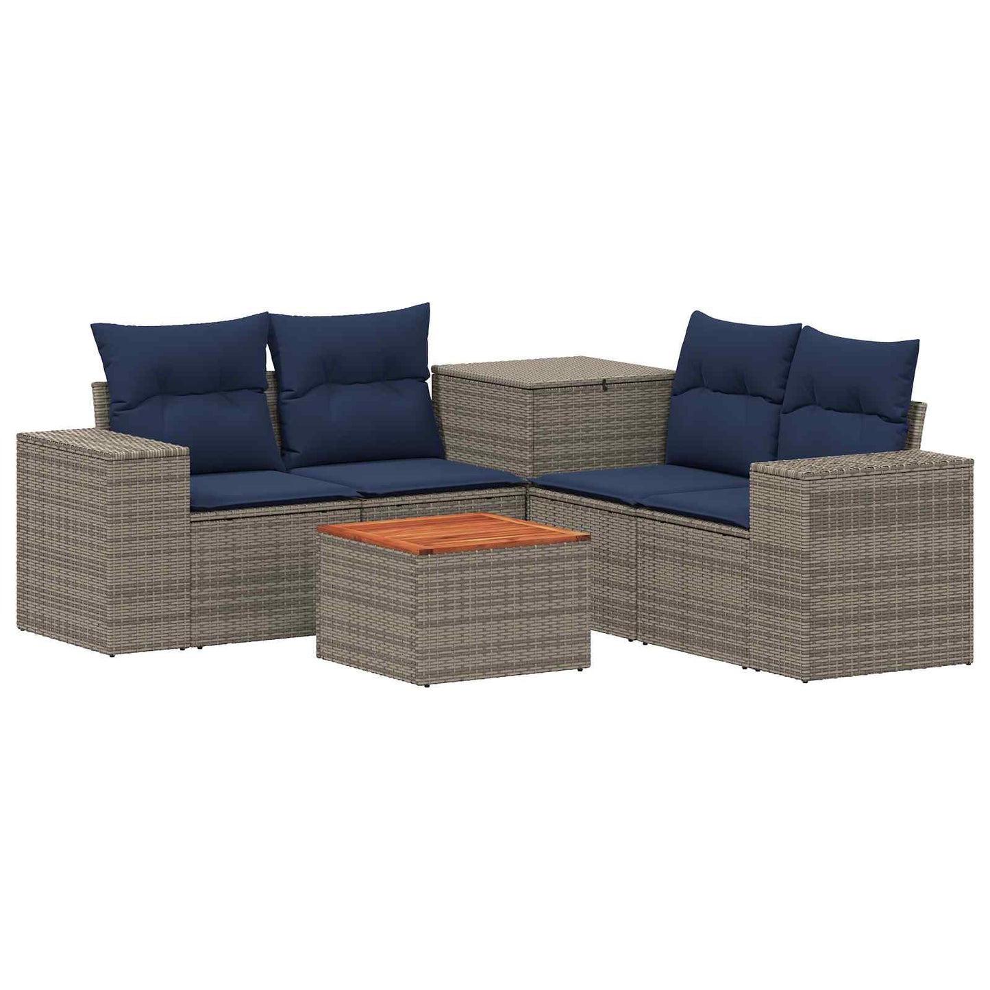 vidaXL Σετ Καναπέ 6 τμχ. Γκρι και Navy Blue Πολυ-ρακί και Χάλυβας