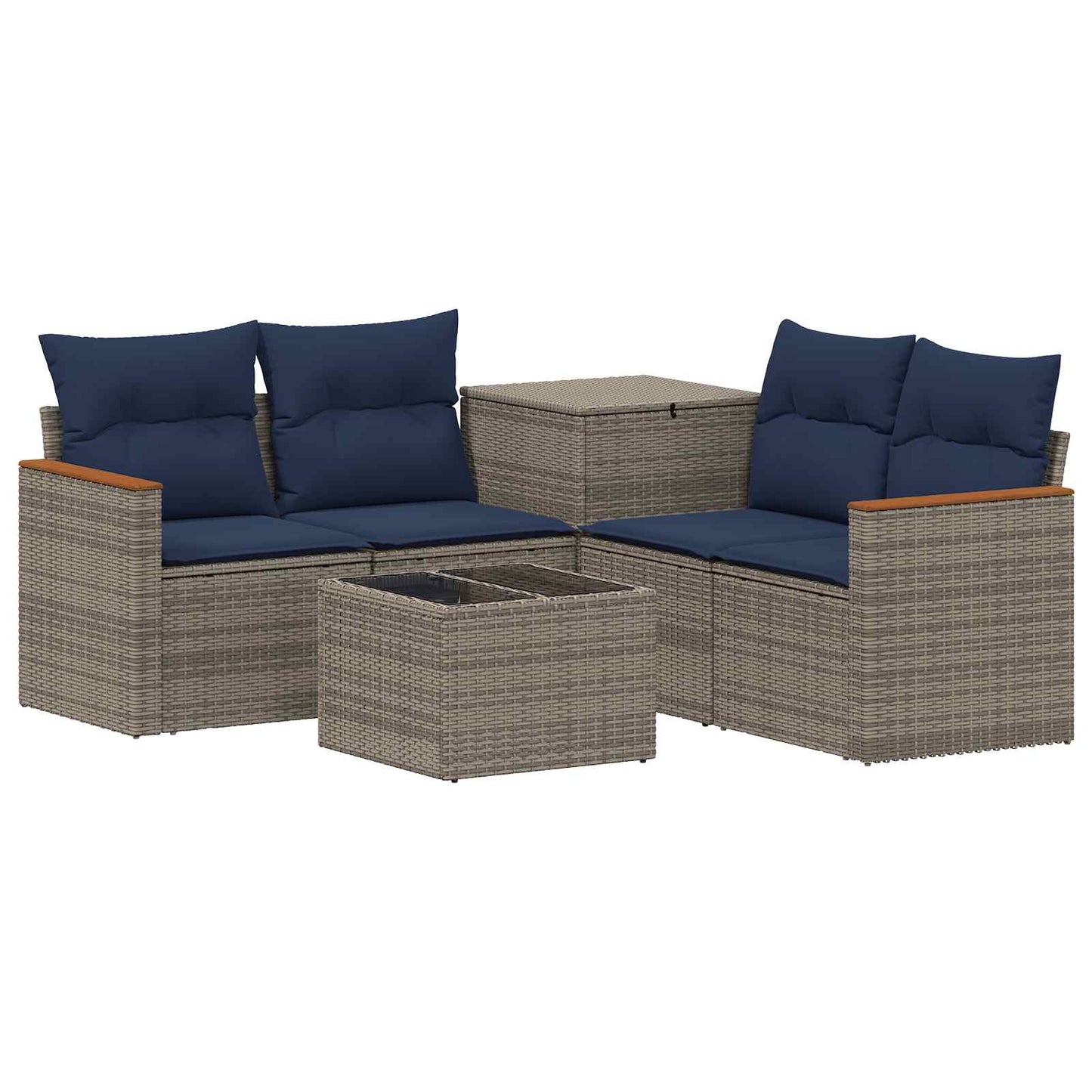 vidaXL Σετ Καναπέ 6 τμχ. Γκρι και Navy Blue 55 x 55 x 37 εκ