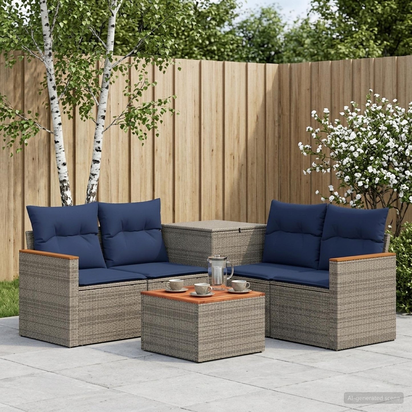 vidaXL Σετ Καναπέ 6 τμχ. Γκρι και Navy Blue 55 x 55 x 37 εκ
