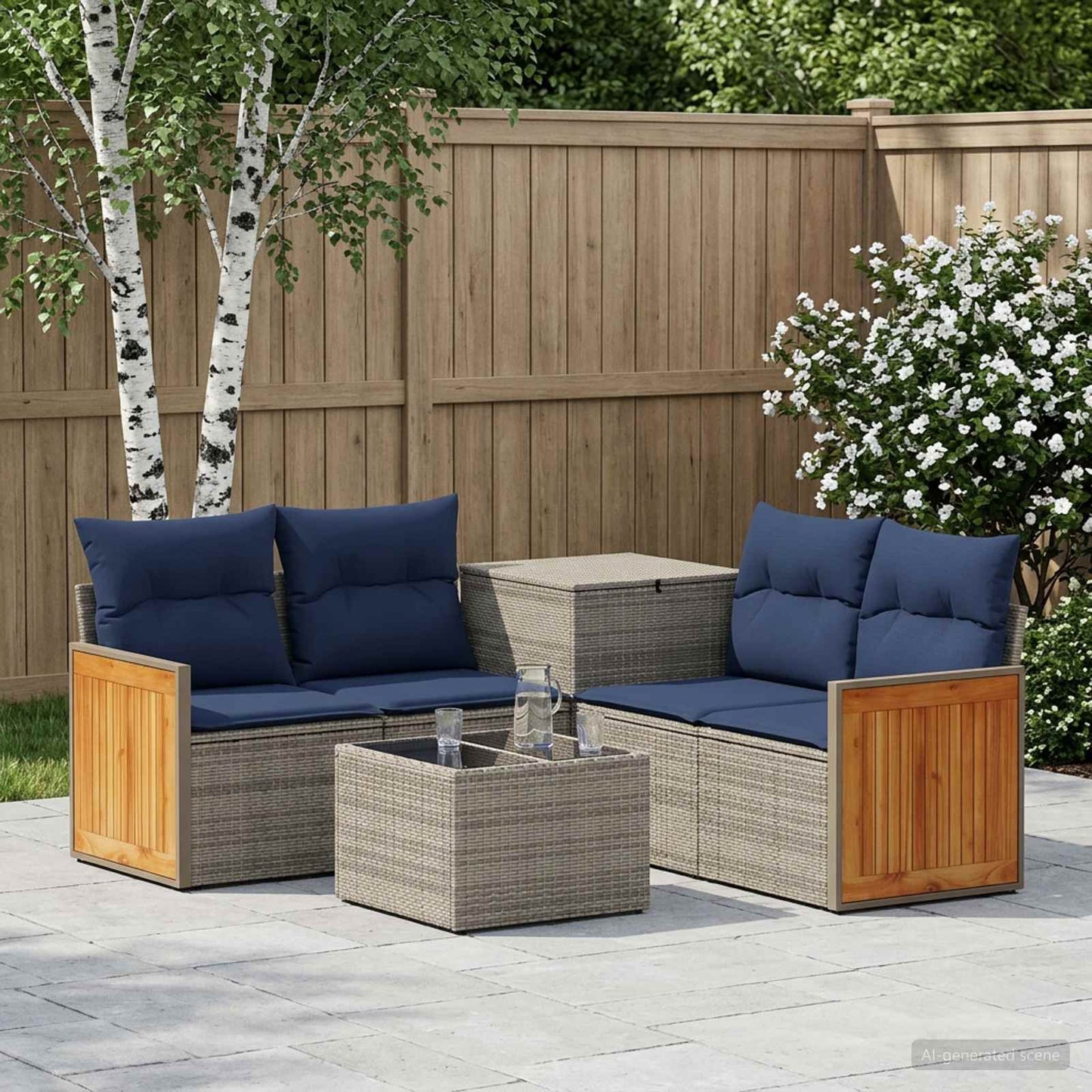 vidaXL Σετ Καναπέ 6 τμχ. Γκρι και Navy Blue 55 x 55 x 37 εκ