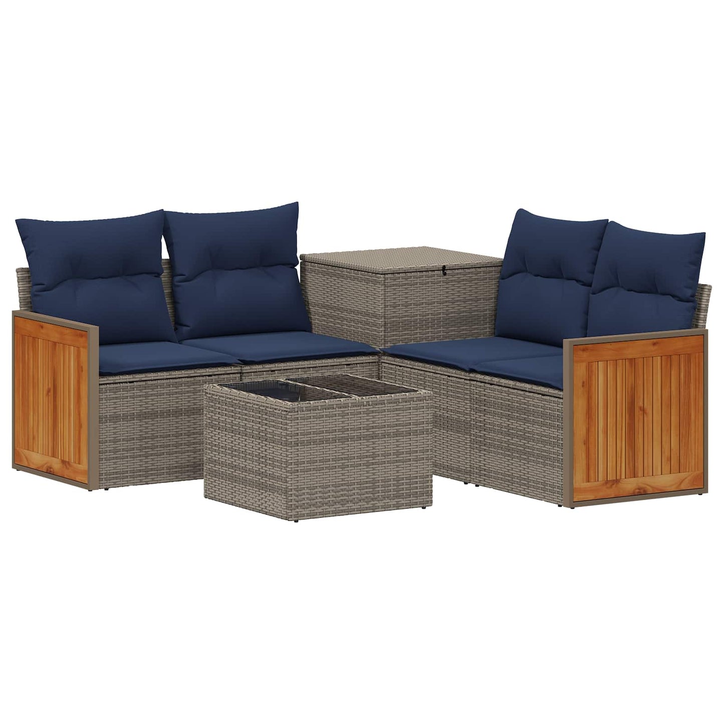 vidaXL Σετ Καναπέ 6 τμχ. Γκρι και Navy Blue 55 x 55 x 37 εκ