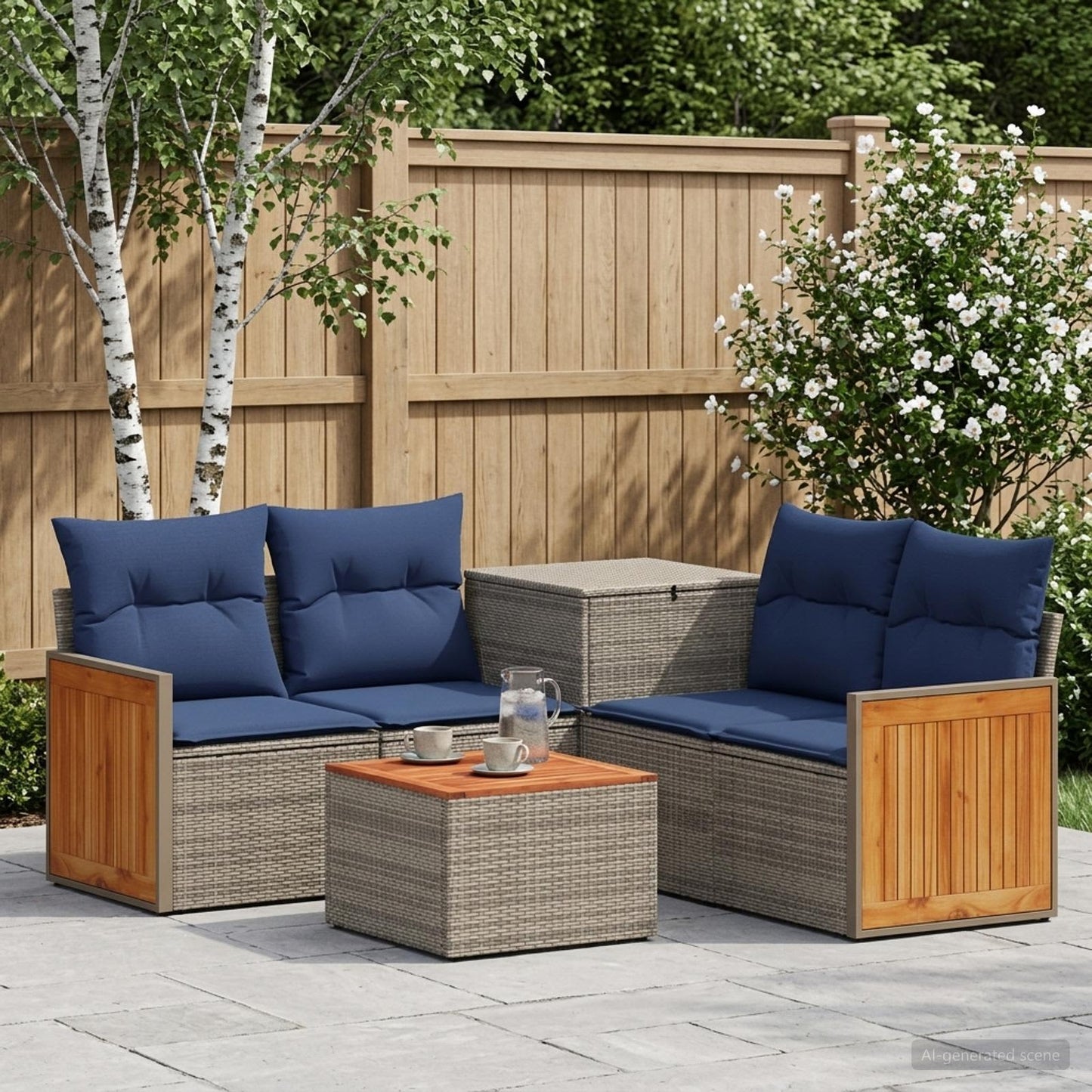 vidaXL Σετ Καναπέ 6 τμχ. Γκρι και Navy Blue 55 x 55 x 37 εκ