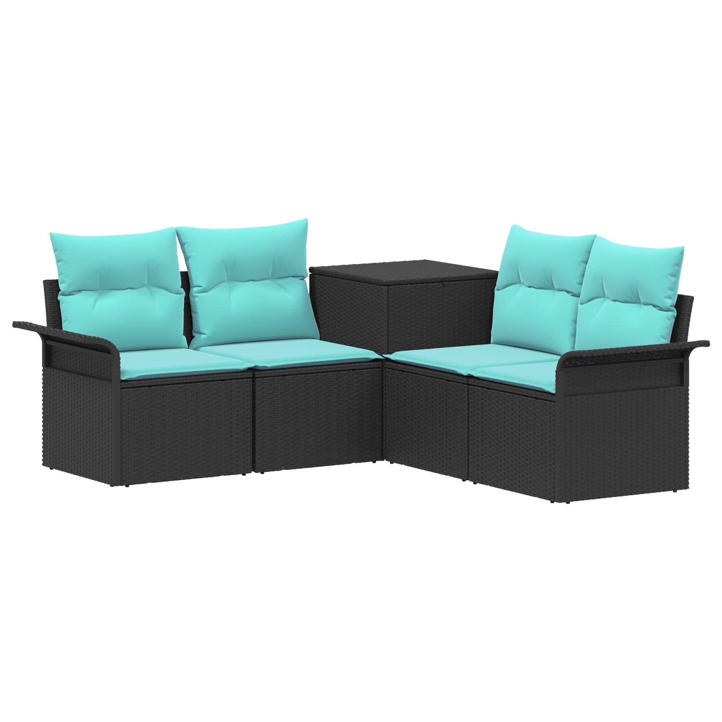 vidaXL Σετ Καναπέ 5 τμχ. Μαύρο και μπλε 187,5 x 187,5 x 85 εκ