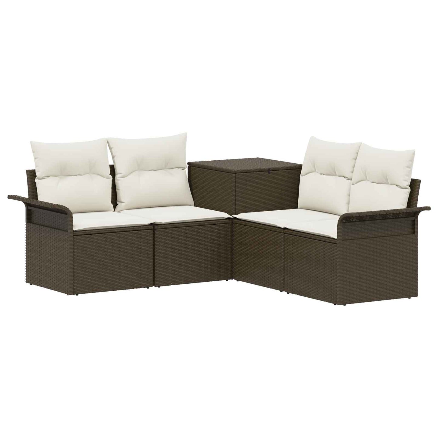 vidaXL Σετ Καναπέ 5 τμχ. Καφέ και Κρέμα Λευκό 187,5 x 187,5 x 85 εκ