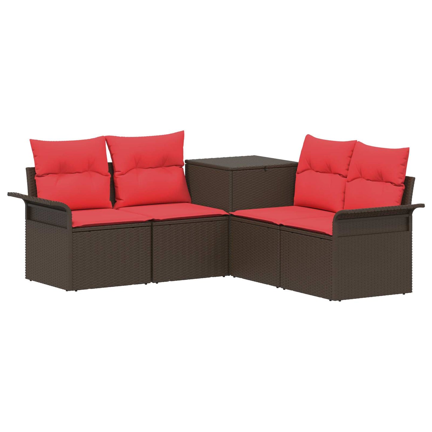 vidaXL Σετ Καναπέ 5 τμχ. Καφέ και Κόκκινο 187,5 x 187,5 x 85 εκ