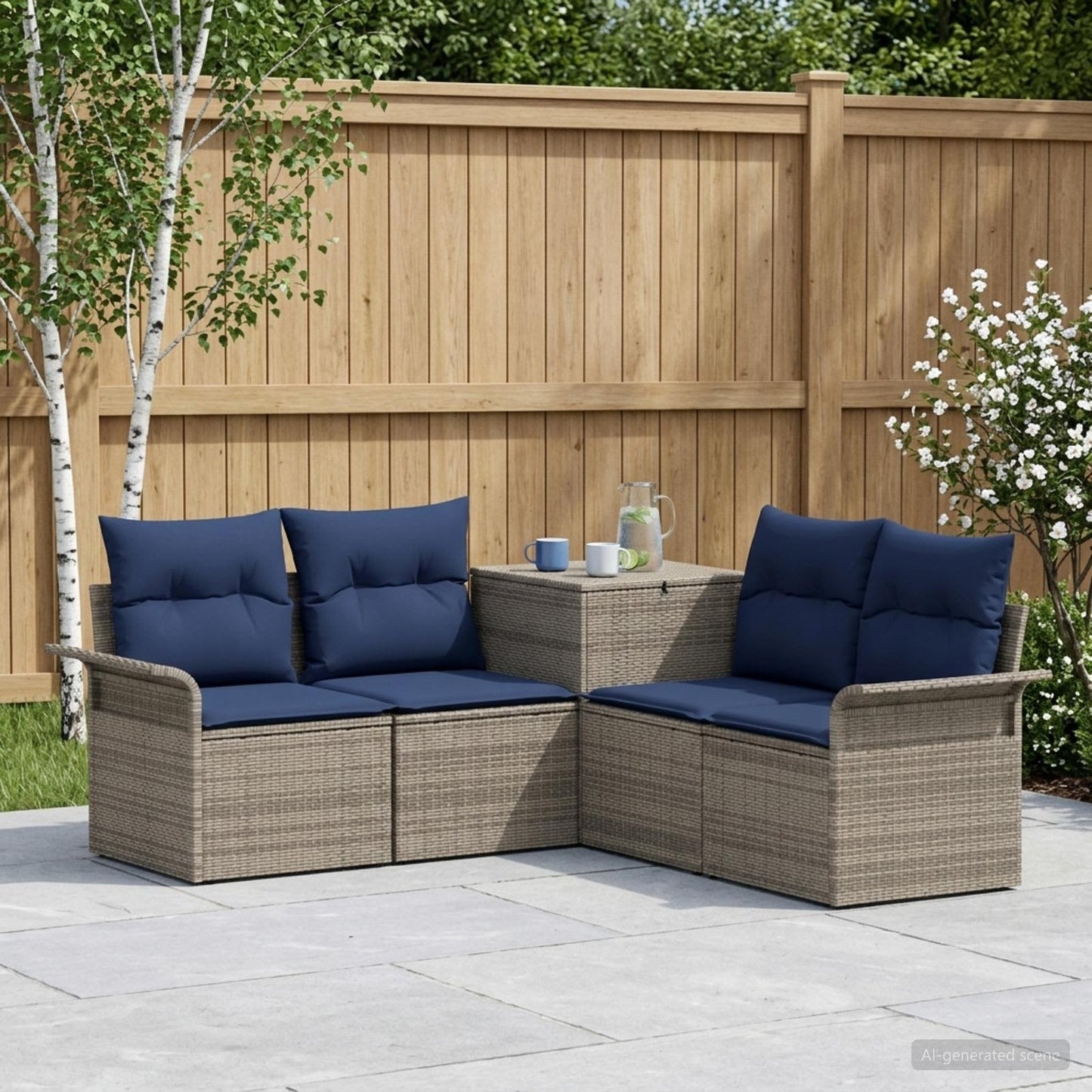 vidaXL Σετ Καναπέ 5 τμχ. Γκρι και Navy Blue 187,5 x 187,5 x 85 εκ