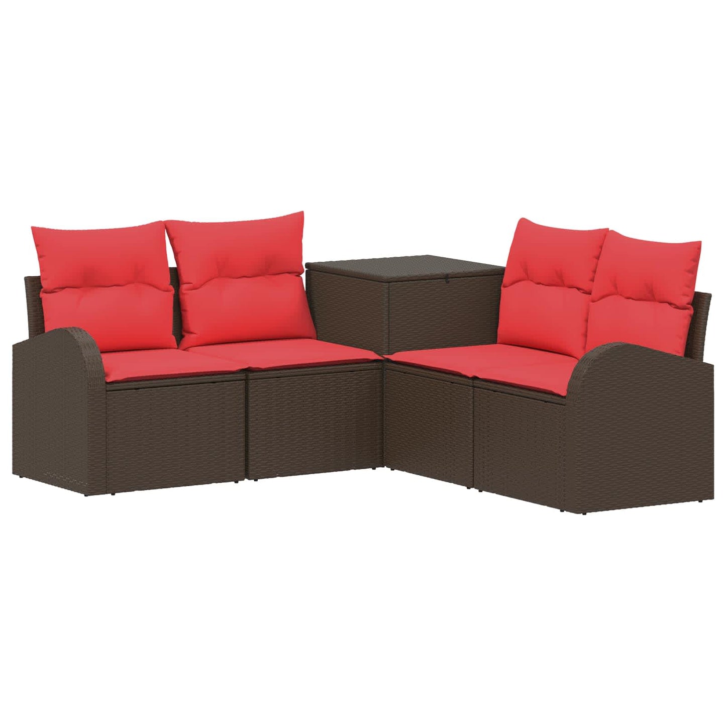vidaXL Σετ Καναπέ 5 τμχ. Καφέ και Κόκκινο 179 x 179 x 85 εκ