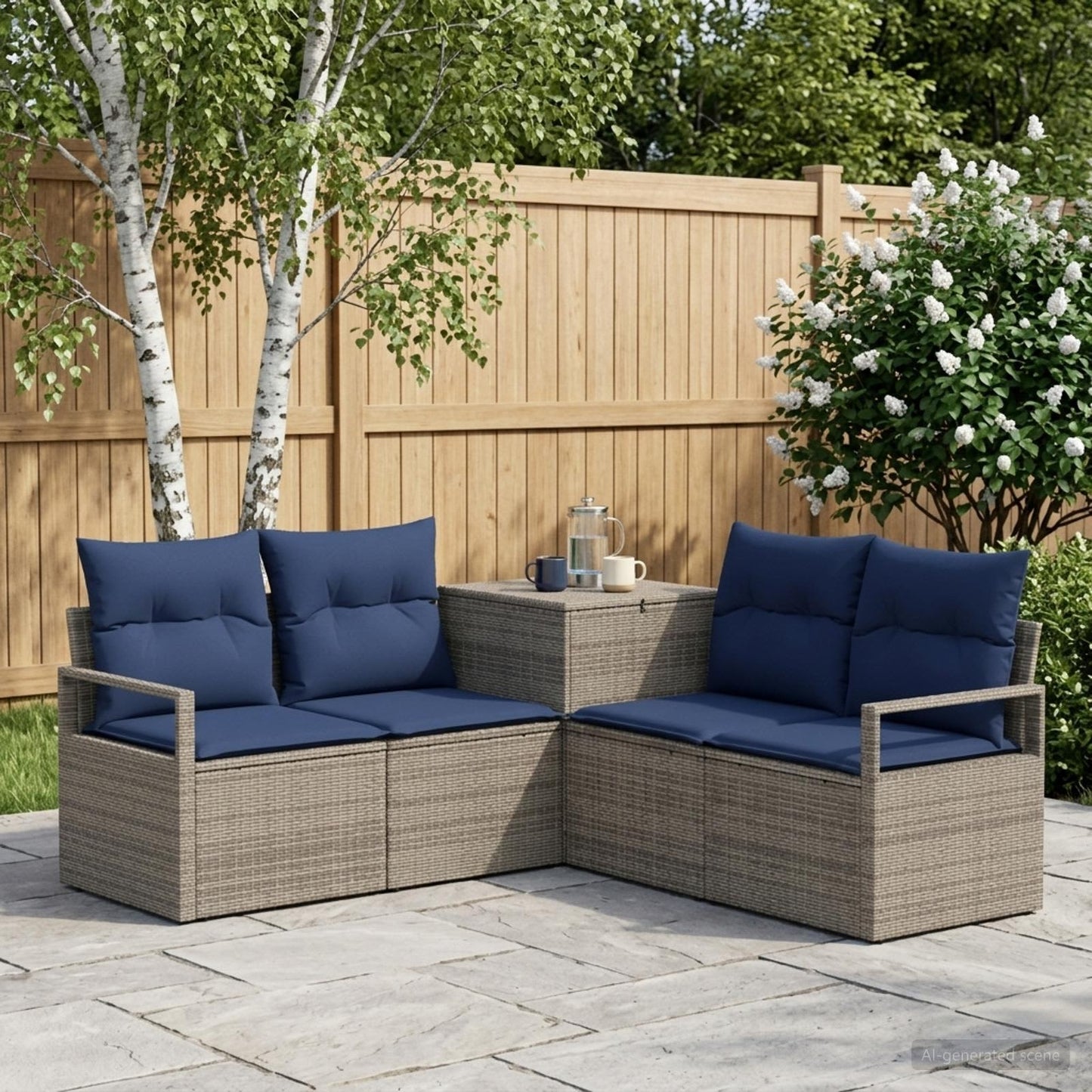 vidaXL Σετ Καναπέ 5 τμχ. Γκρι και Navy Blue 177 x 177 x 85 εκ