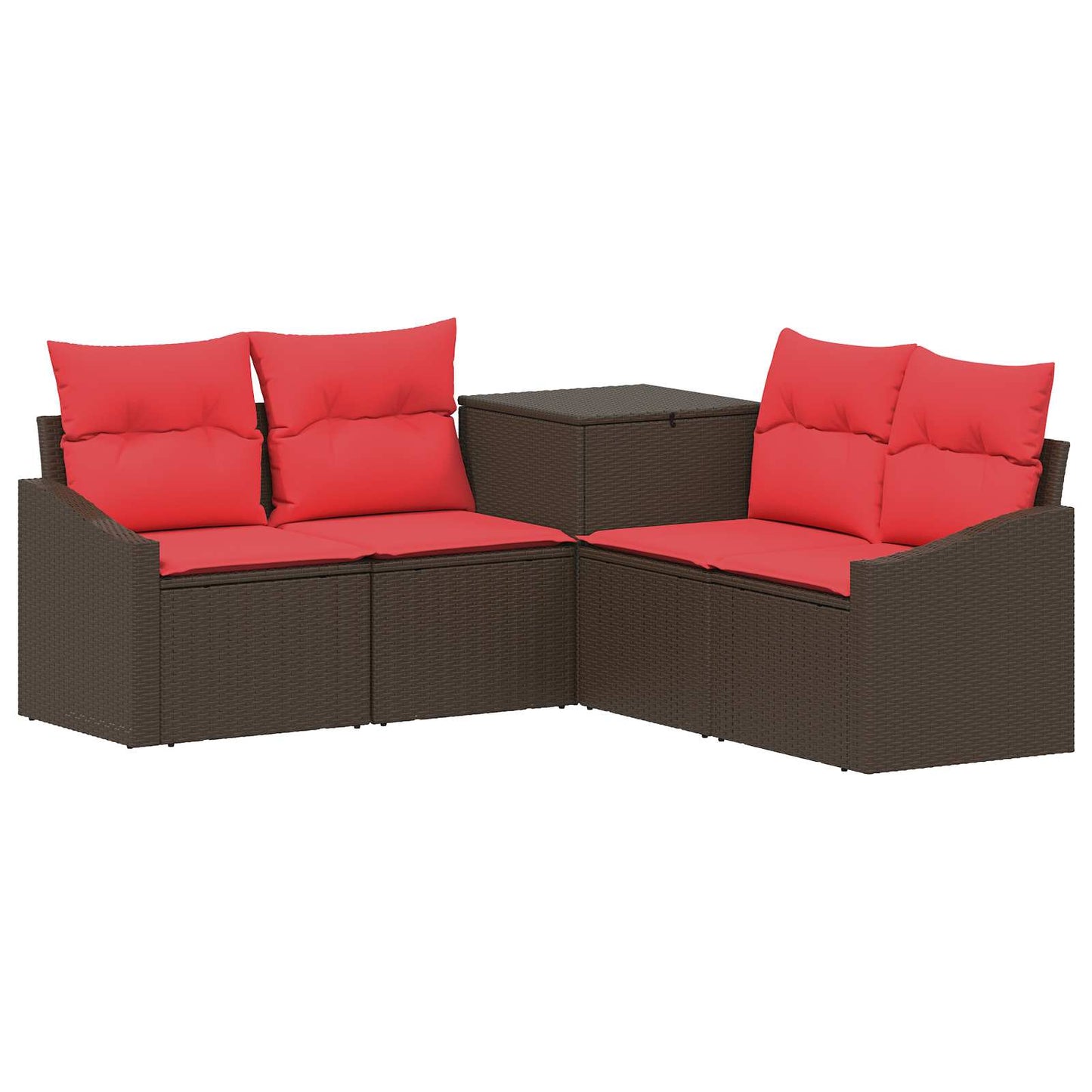 vidaXL Σετ Καναπέ 5 τμχ. Καφέ και Κόκκινο 178,5 x 178,5 x 85 εκ